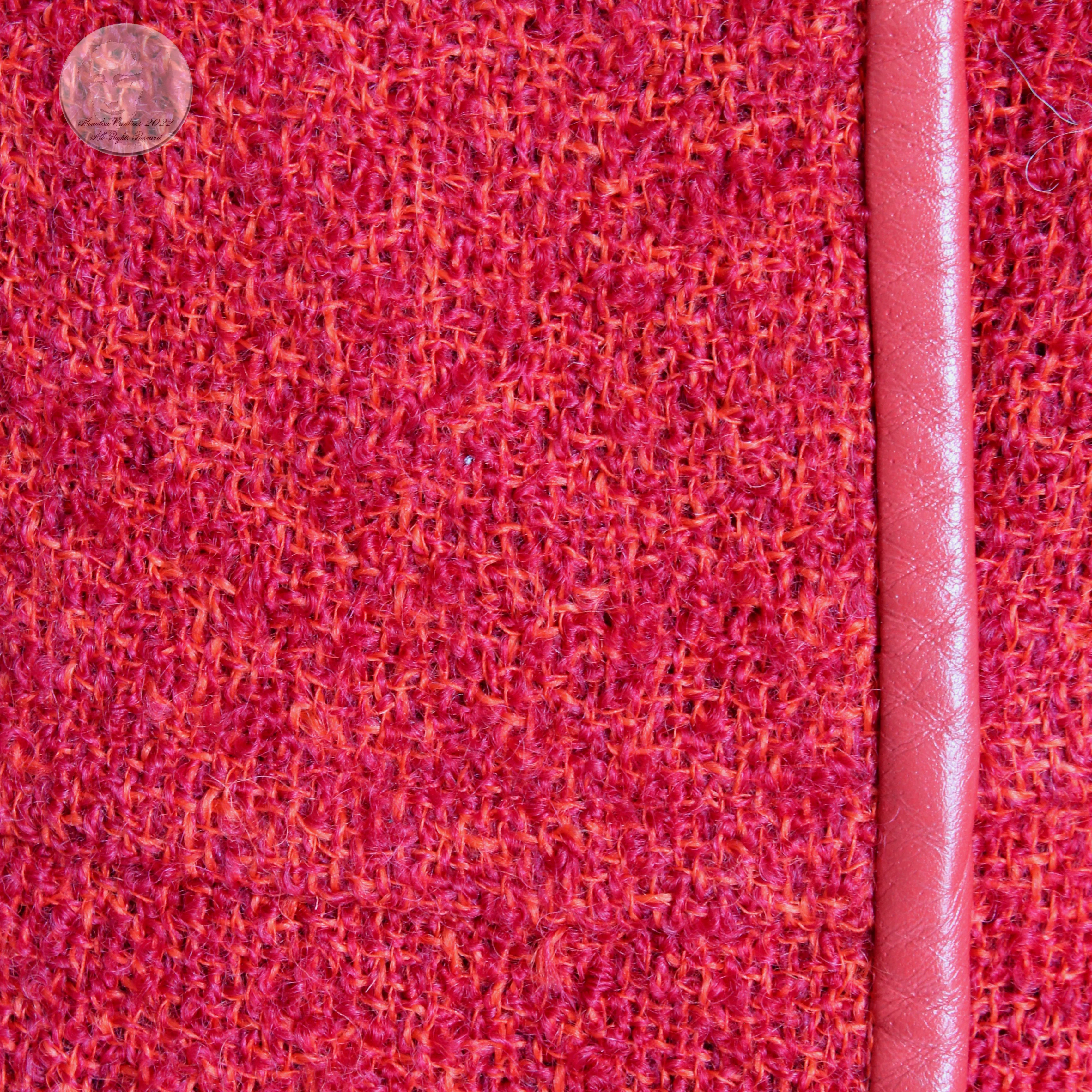 60s Jacket Skirt Set Cherry Leather Trim Boucle Wool By Bonnie Cashin - Image 4