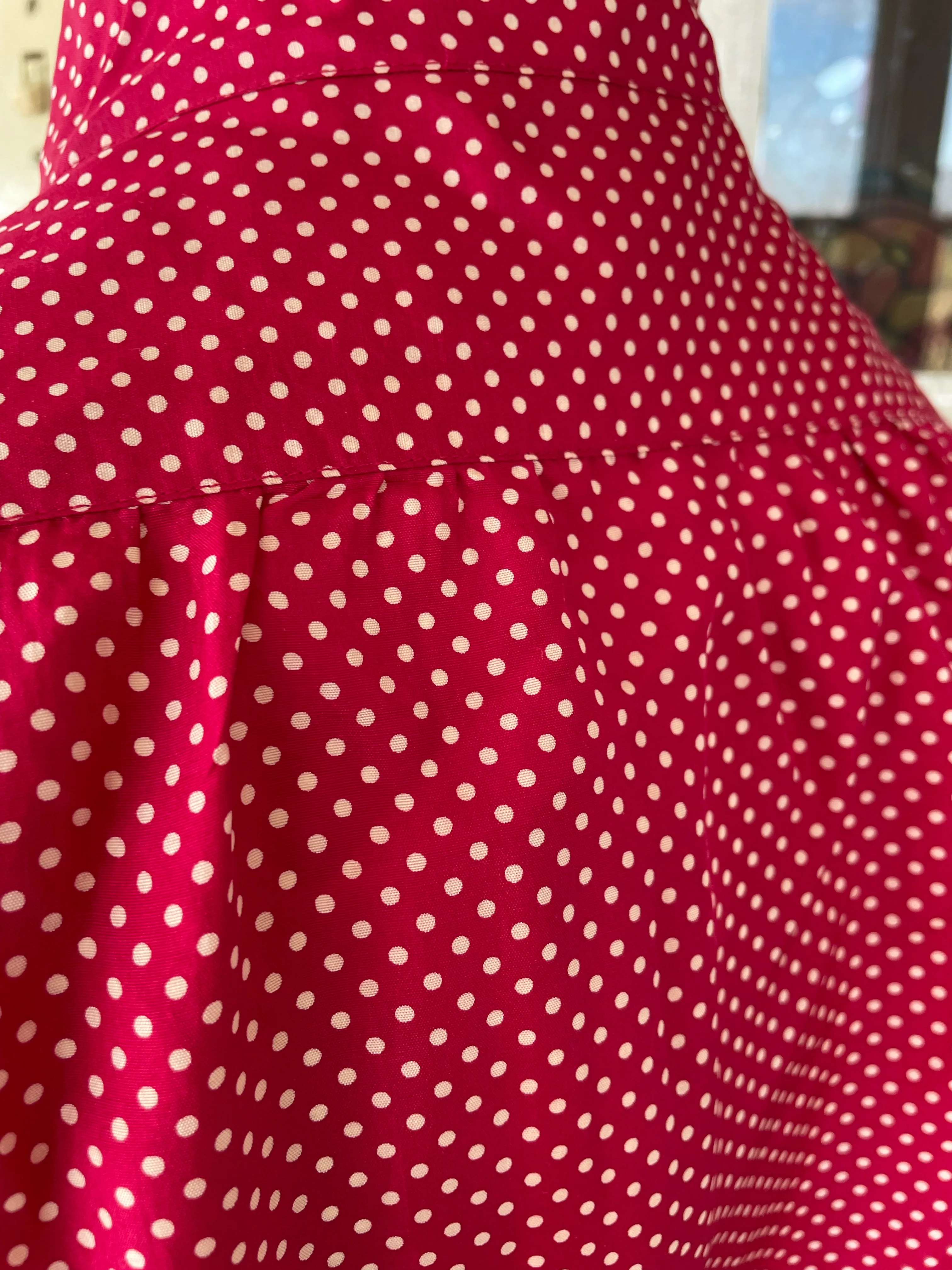 60s Vintage Silk Red Polka A Dot Blouse With Tie By Royal Silk - Image 7