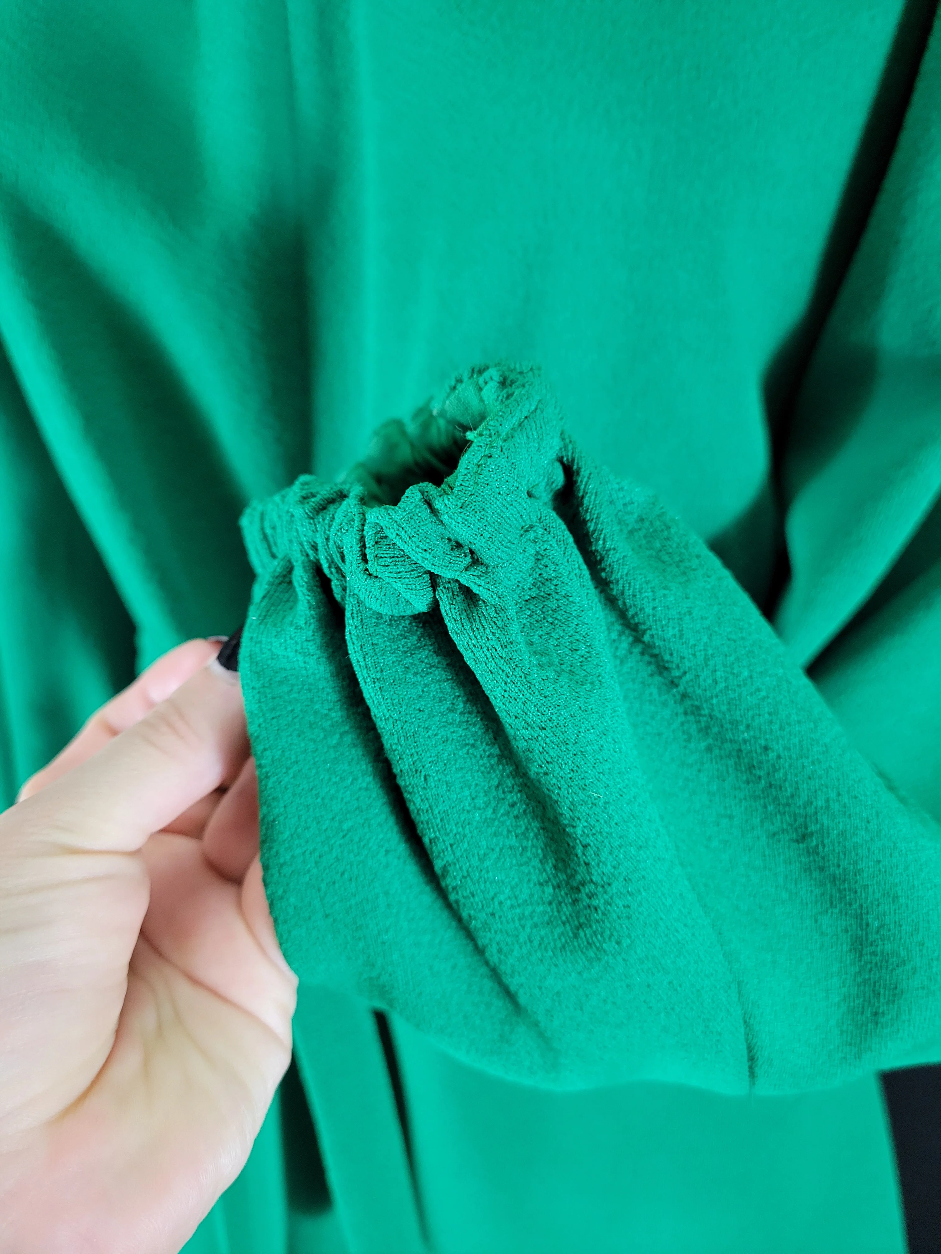60s Kelly Green Long Sleeve Tie Waist Dress - Image 8