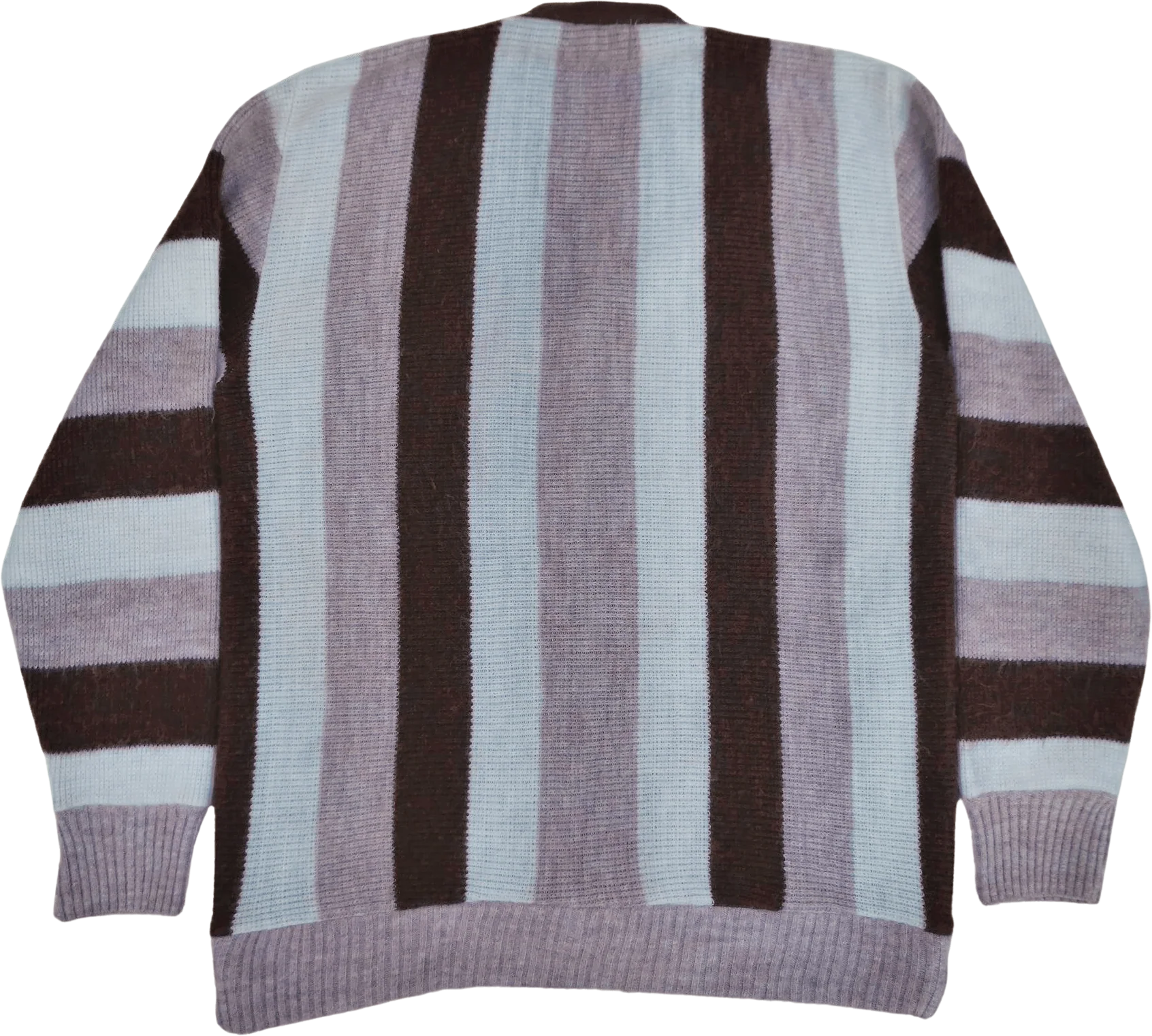 60s Knit Cardigan Button Up Striped Acrylic By Brent - Image 2