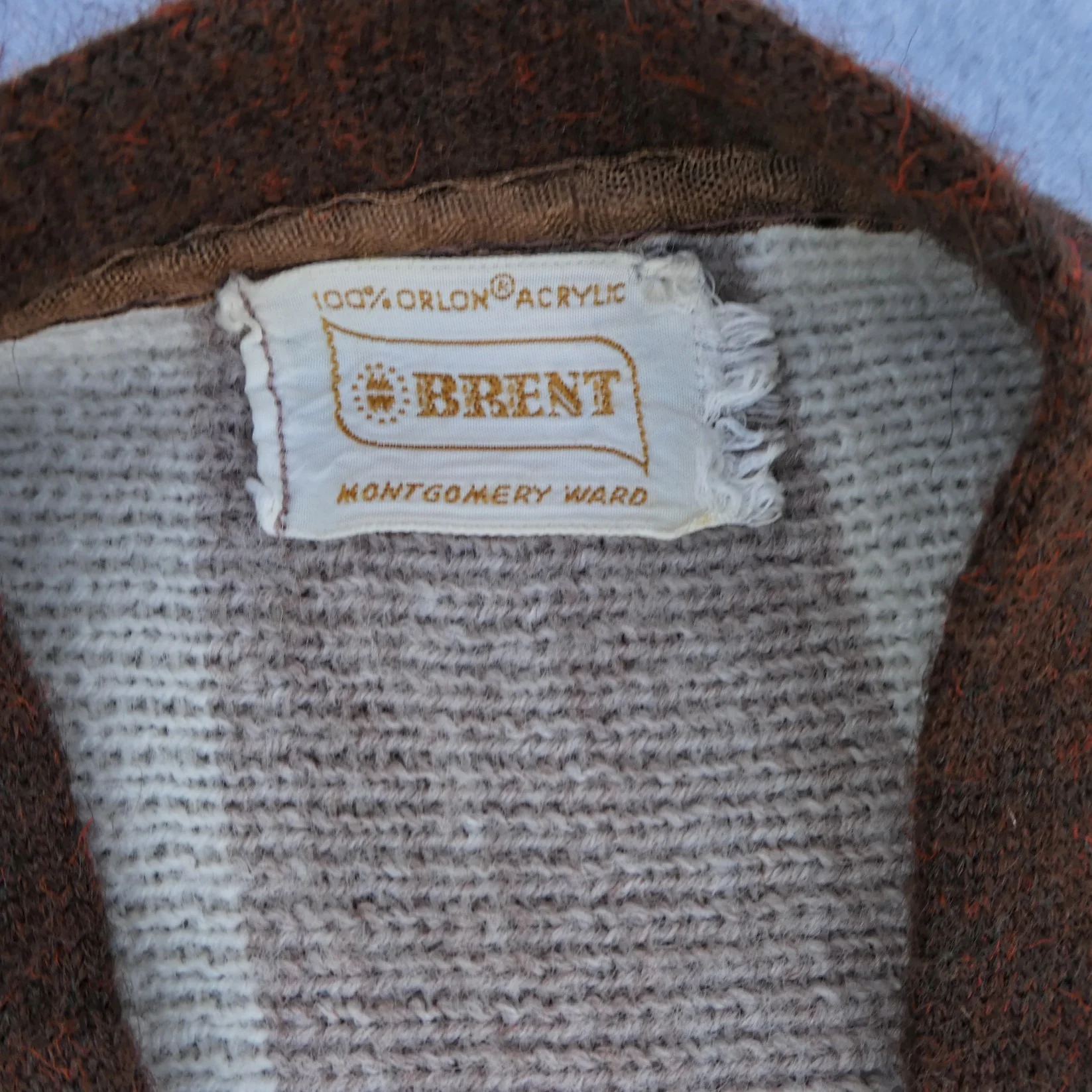 60s Knit Cardigan Button Up Striped Acrylic By Brent - Image 4