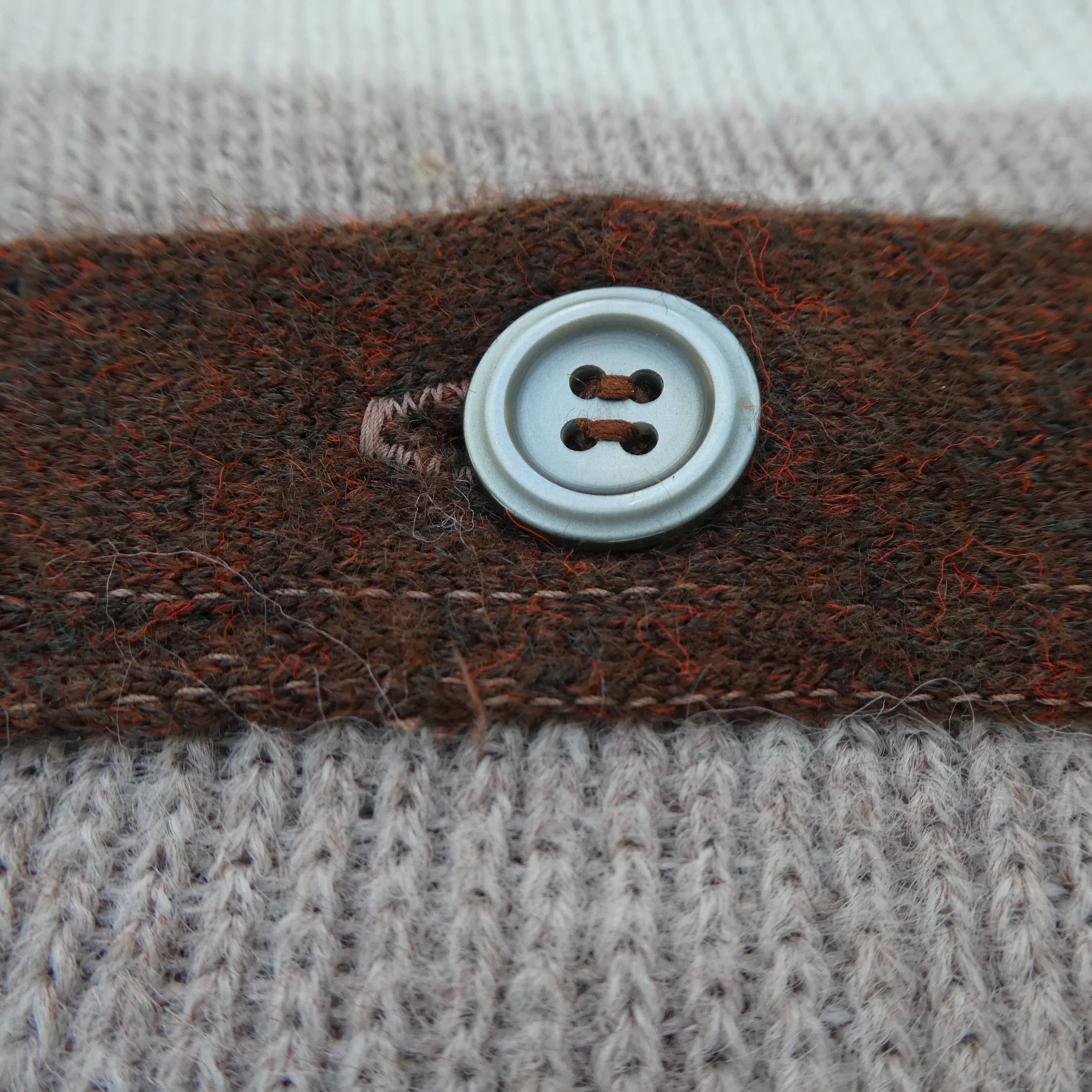60s Knit Cardigan Button Up Striped Acrylic By Brent - Image 5
