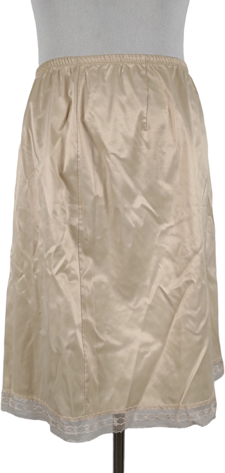 60s Lace Trim Half Slip With Zipper Pale Beige By Vanity Fair