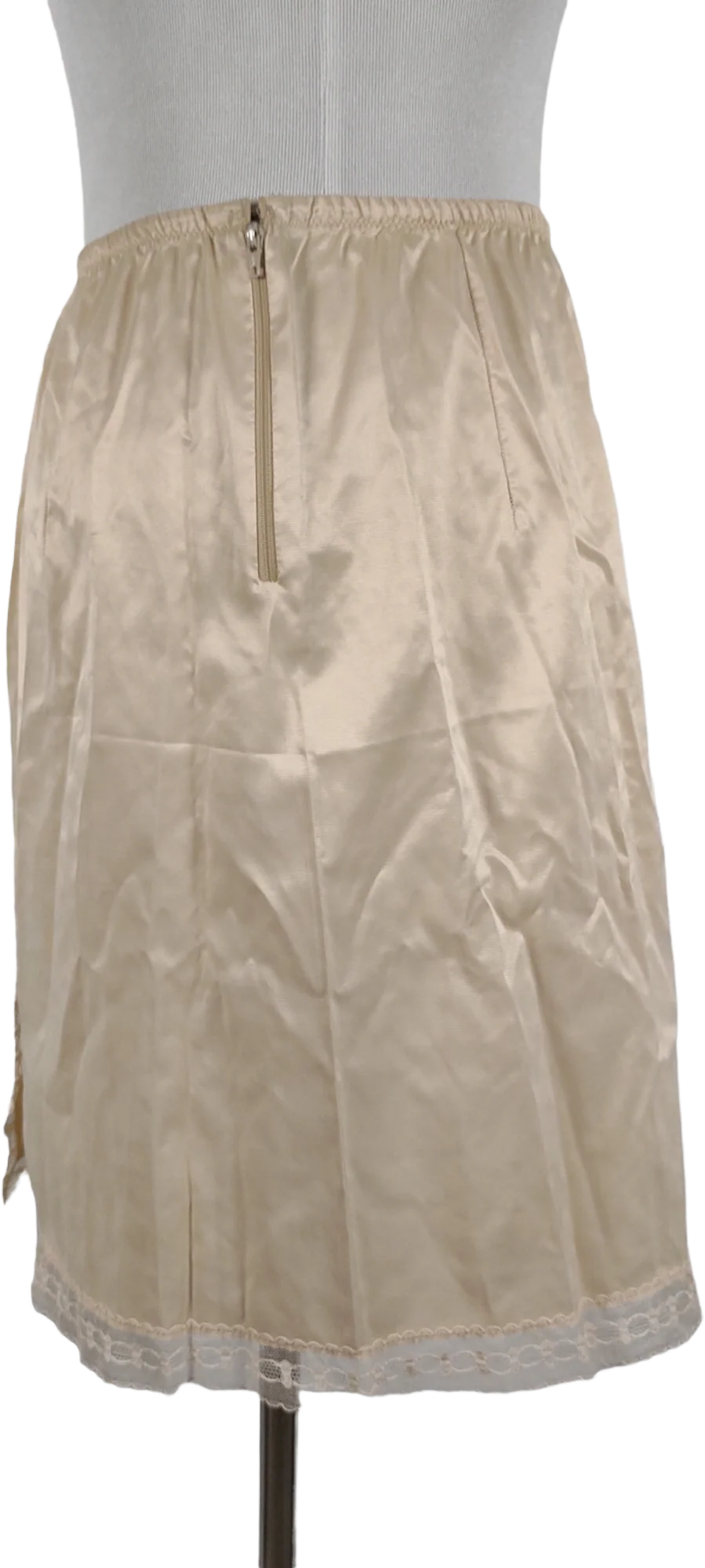 60s Lace Trim Half Slip With Zipper Pale Beige By Vanity Fair - Image 2