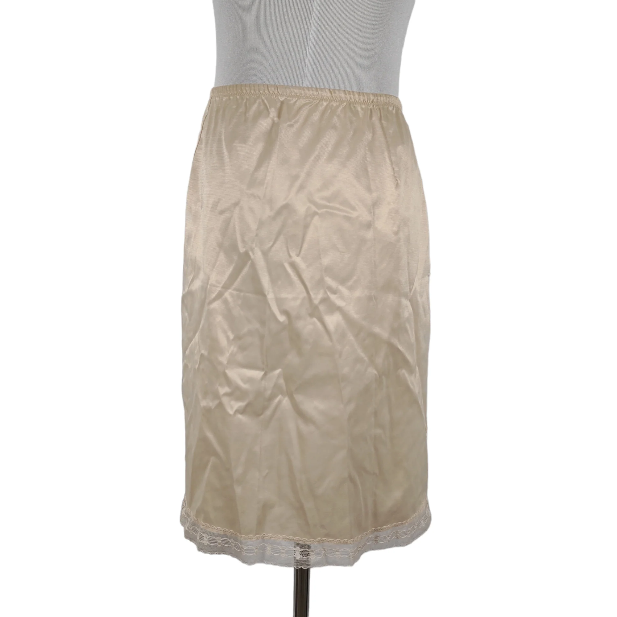 60s Lace Trim Half Slip With Zipper Pale Beige By Vanity Fair - Image 7