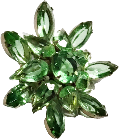 60s Large Bright Green Rhinestone Starburst Pin - Image 3