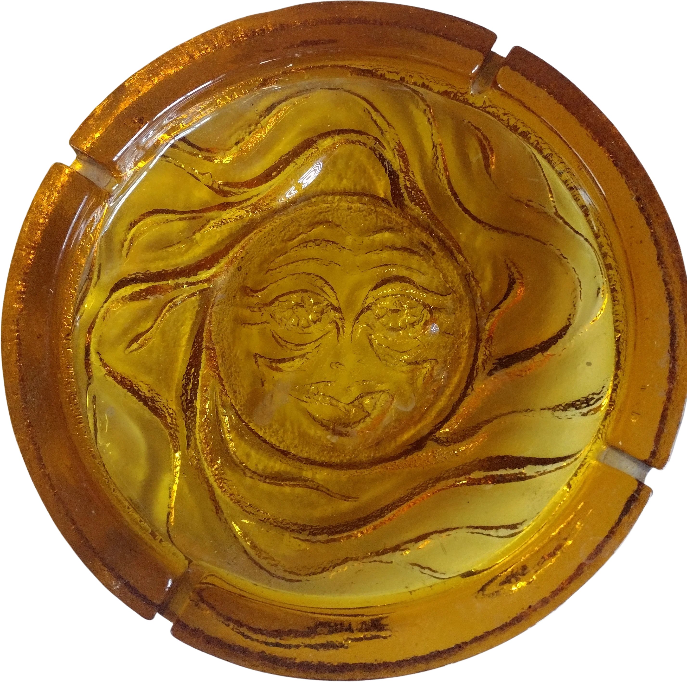 60s Large Sunny Amber Astray By Blenko