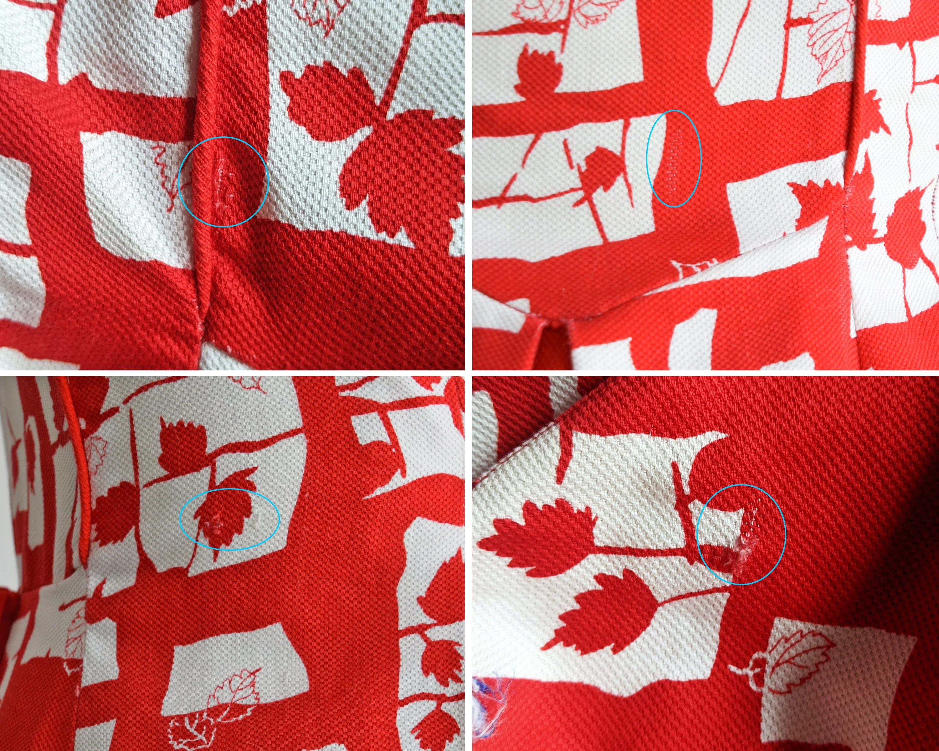 60s Leaf Print Dress Vintage 60s Dress, Red and White Cotton Piqué Bobbie Brooks Dress, Small - Image 8