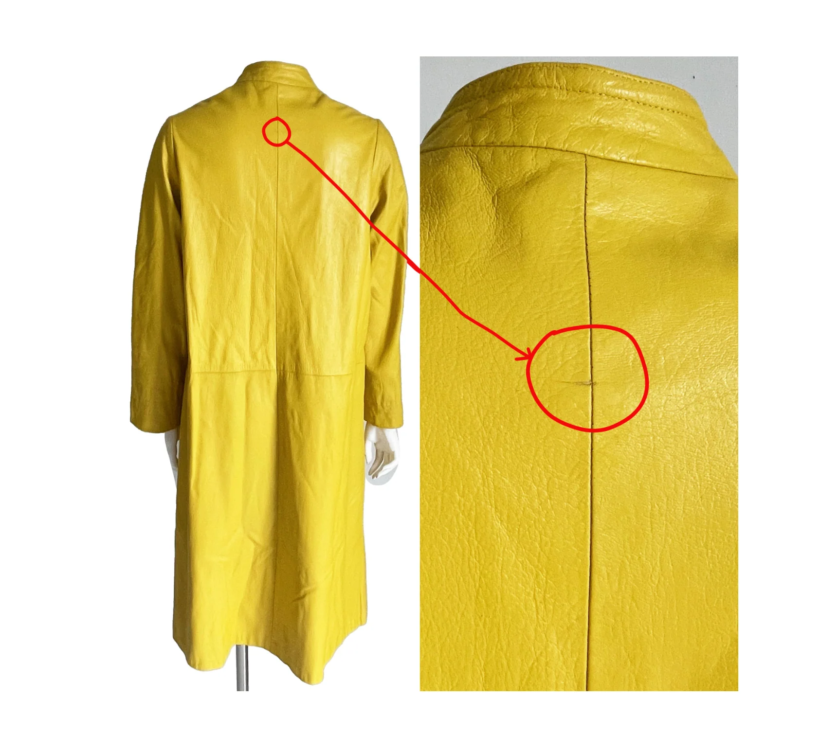 60s Lemon Yellow Leather Coat Long Turnlock Jacket Mod By Bonnie Cashin - Image 8