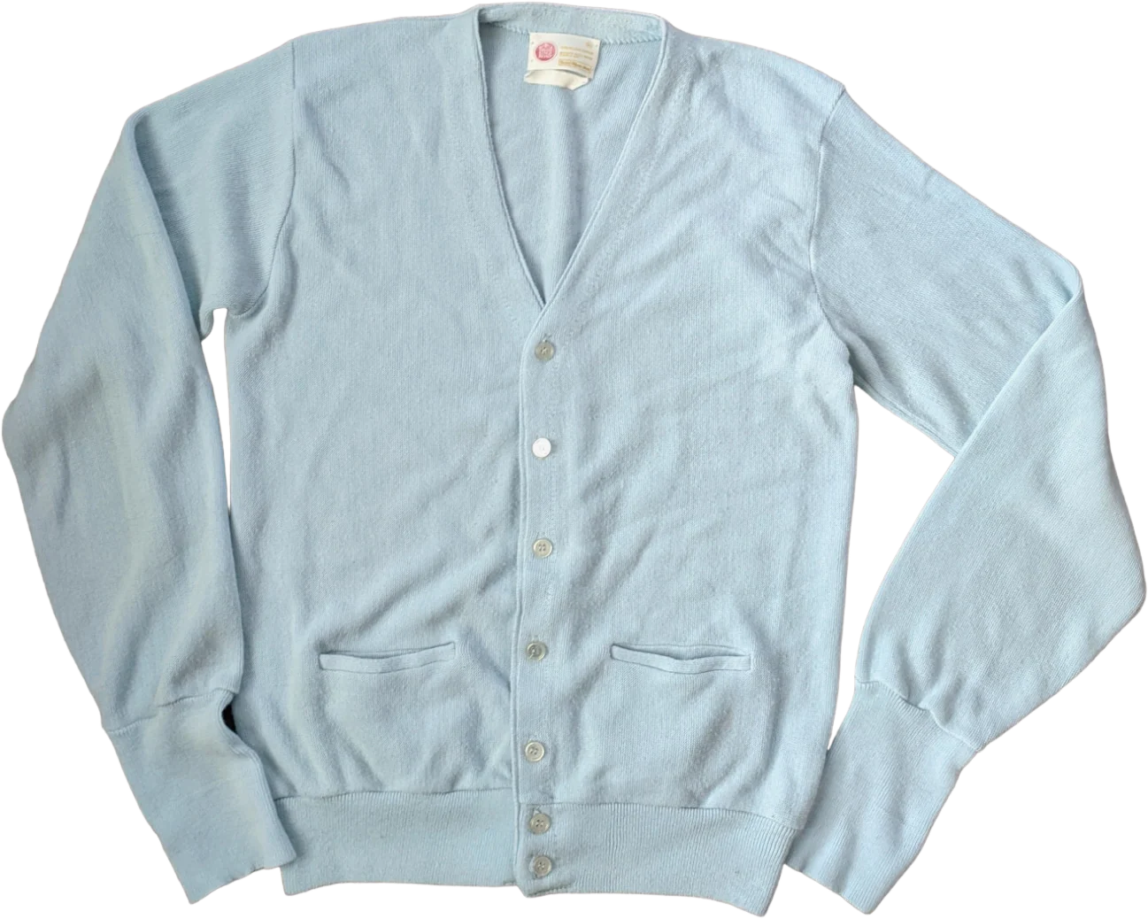 60s Light Blue Cardigan Grandpa Sweater Acrylic Xl By Kings Road