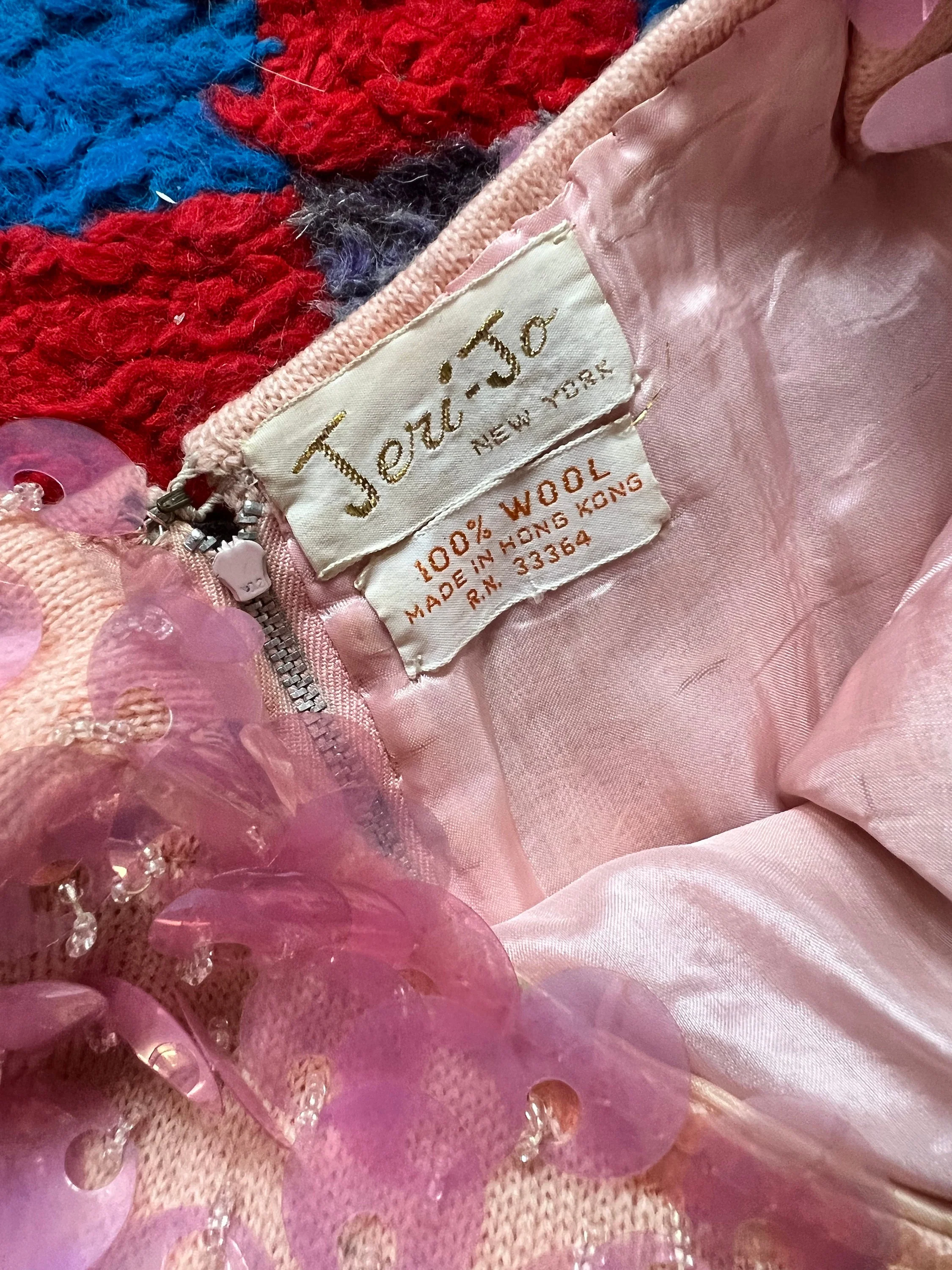 60s Light Pink Paillette Tank Sweater Wool Dress Mod Twiggy by Jeri-Jo - Image 8