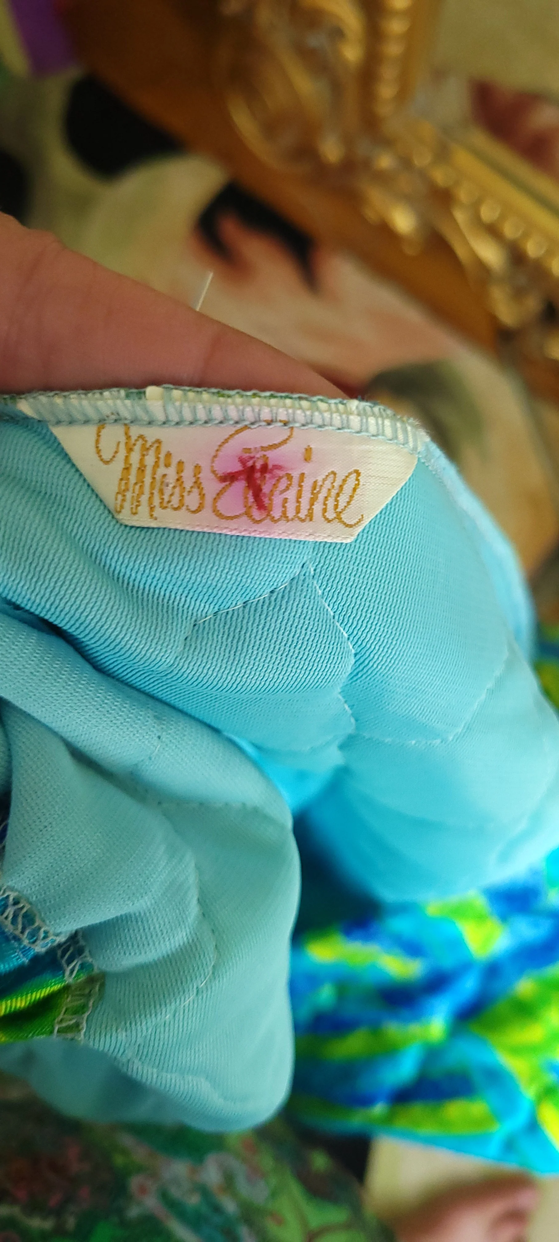 60s Lime Green And Blue Psychedlic Quilted Maxi Skirt By Miss Elaine - Image 7