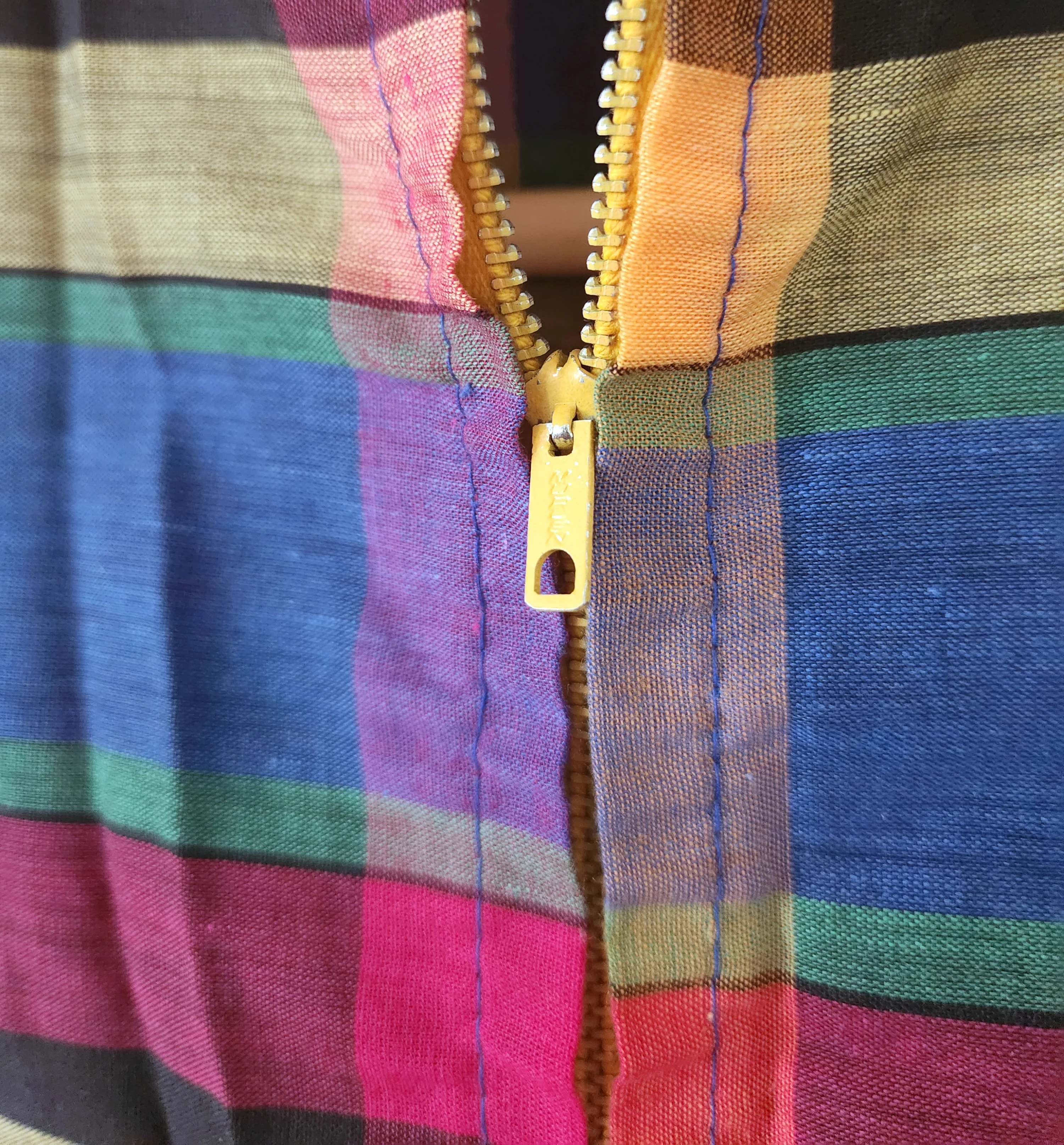 60s Little Girls Rainbow Plaid Mini Prairie Dress By Sears - Image 6