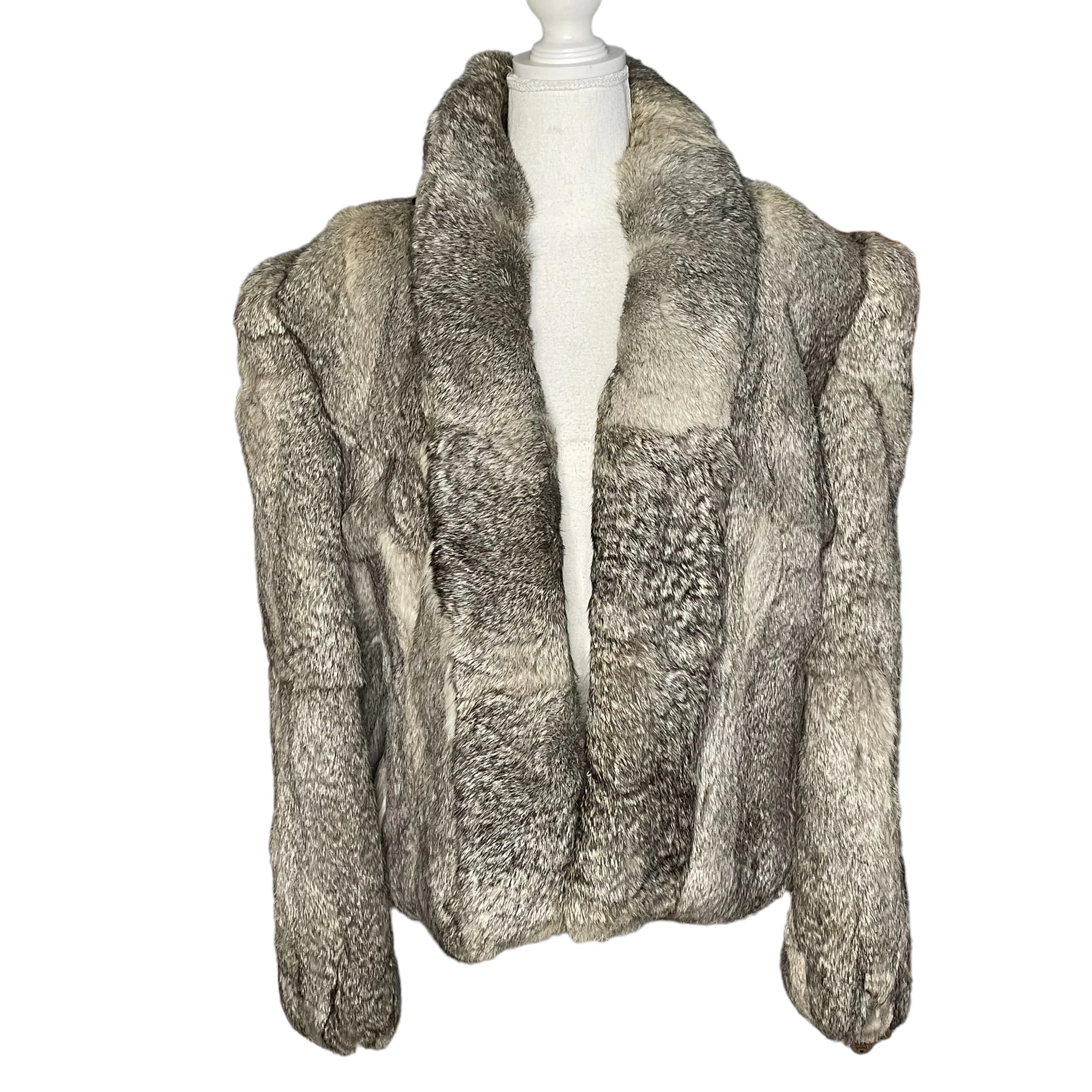 60s Made In Hong Kong 100% Dyed Rabbit Fur Coat Size L - Image 7