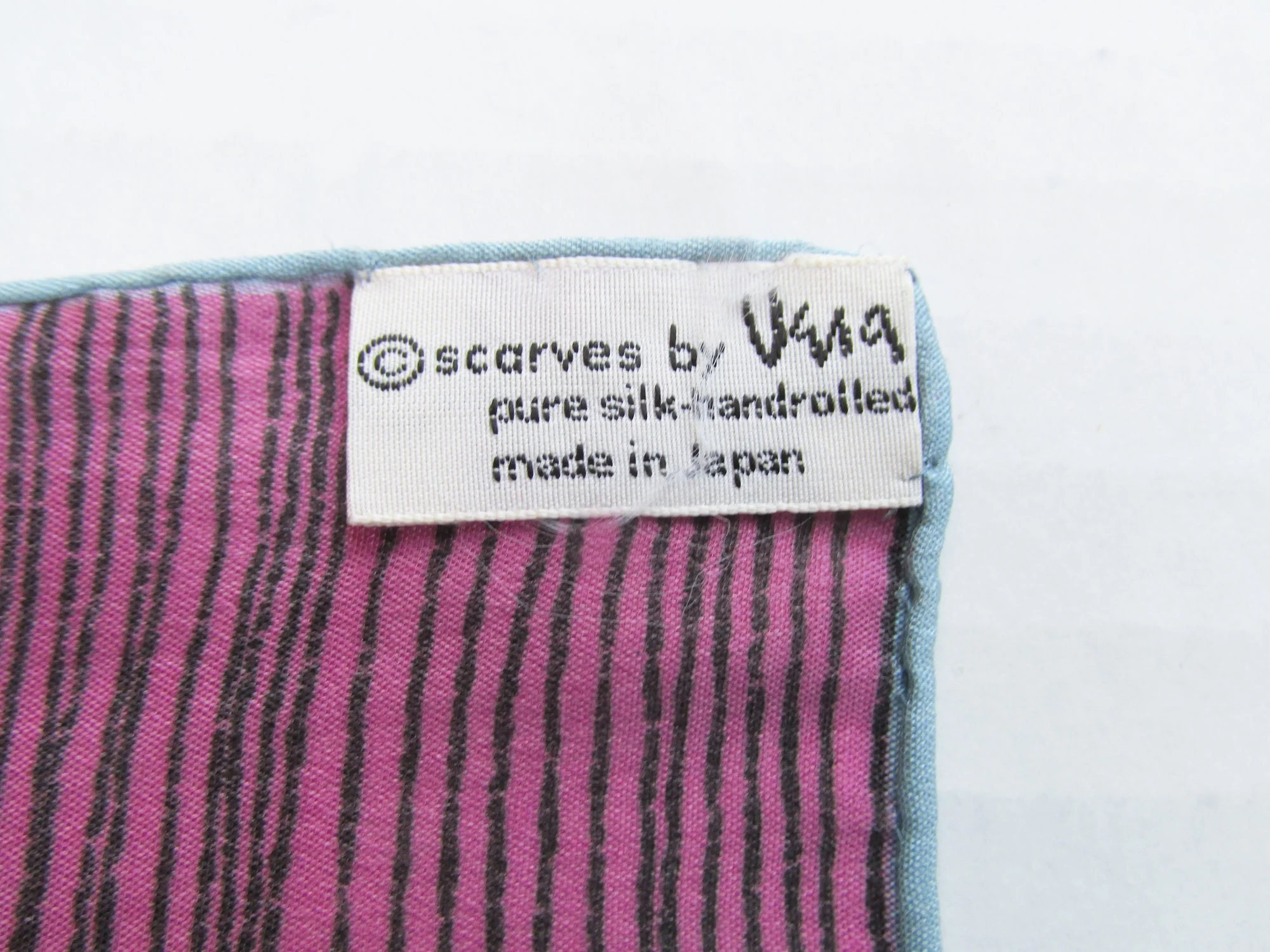 60s Man's Silk Pocket Square Hand Rolled Made In Japan by Vera - Image 3