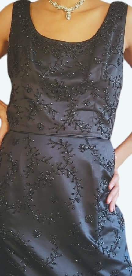 60s Marilyn Monroe Vibes Beaded Cocktail Lbd Dress By British Colony Hong Kong - Image 10