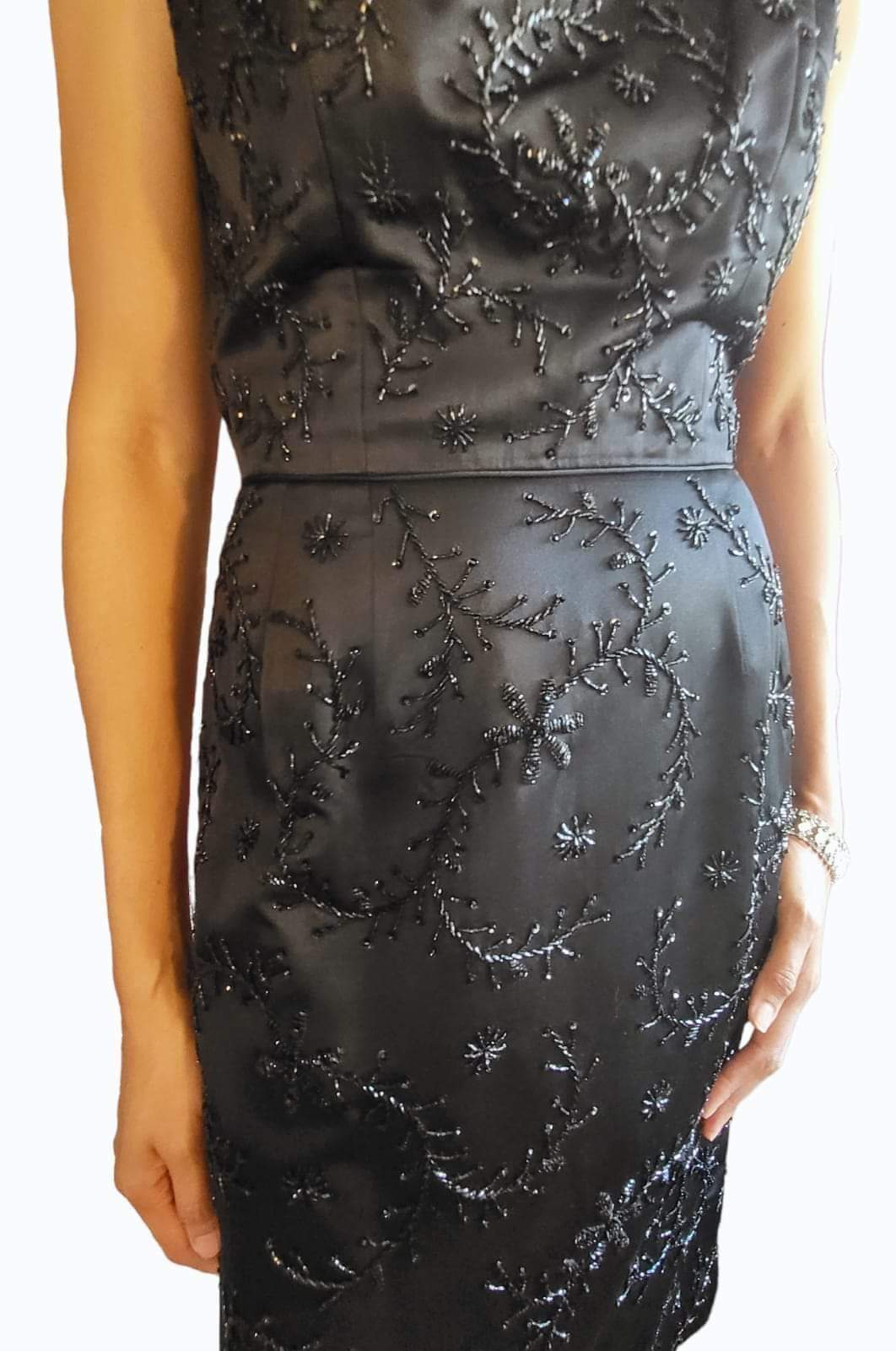 60s Marilyn Monroe Vibes Beaded Cocktail Lbd Dress By British Colony Hong Kong - Image 7