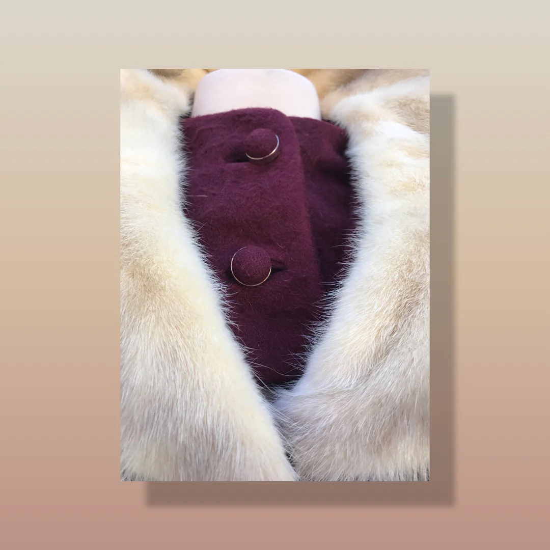 60s Maroon Burgundy 60s Peacoat Mod Cross Mink - Image 17
