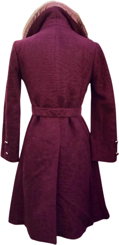 60s Maroon Burgundy 60s Peacoat Mod Cross Mink - Image 2