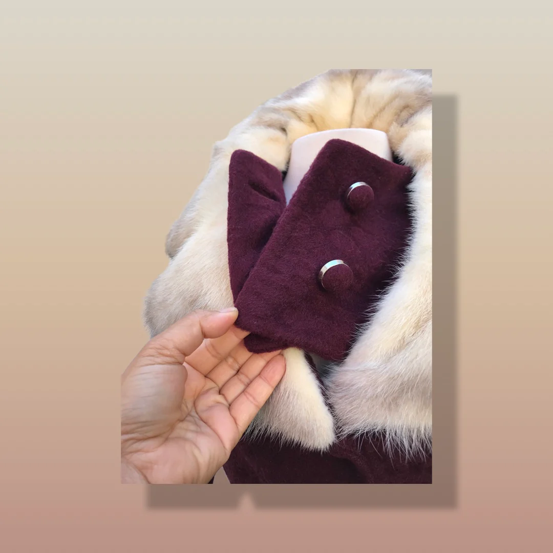 60s Maroon Burgundy 60s Peacoat Mod Cross Mink - Image 7