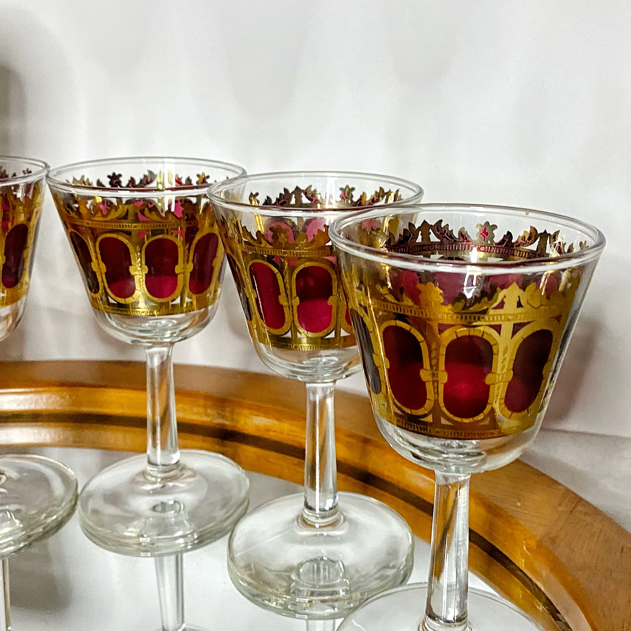 60s Martini Shaker / Cocktail Glasses Vintage Barware By Culver Glass - Image 4