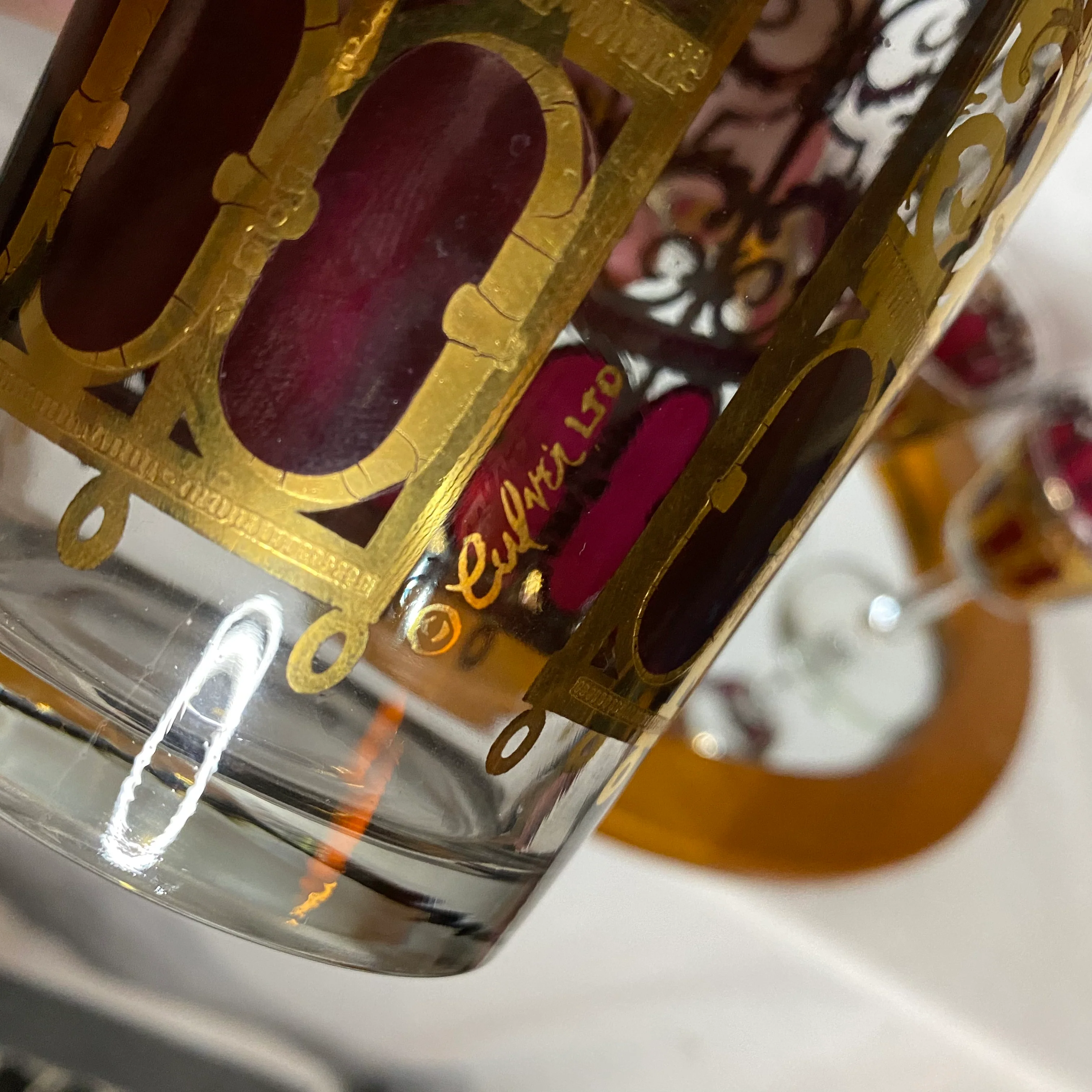60s Martini Shaker / Cocktail Glasses Vintage Barware By Culver Glass - Image 5