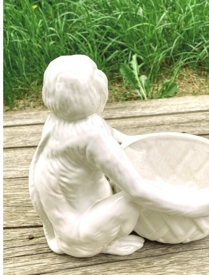 60s Mcm Blanc De Chine Italian Monkey Planter Basket - Image 10