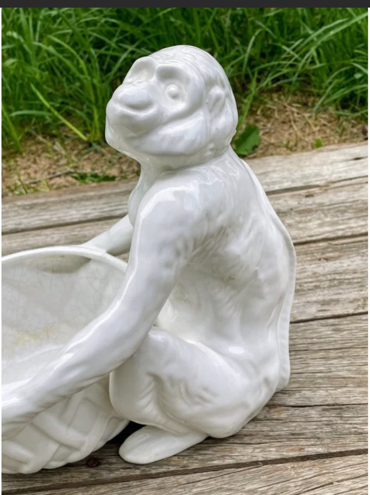 60s Mcm Blanc De Chine Italian Monkey Planter Basket - Image 9