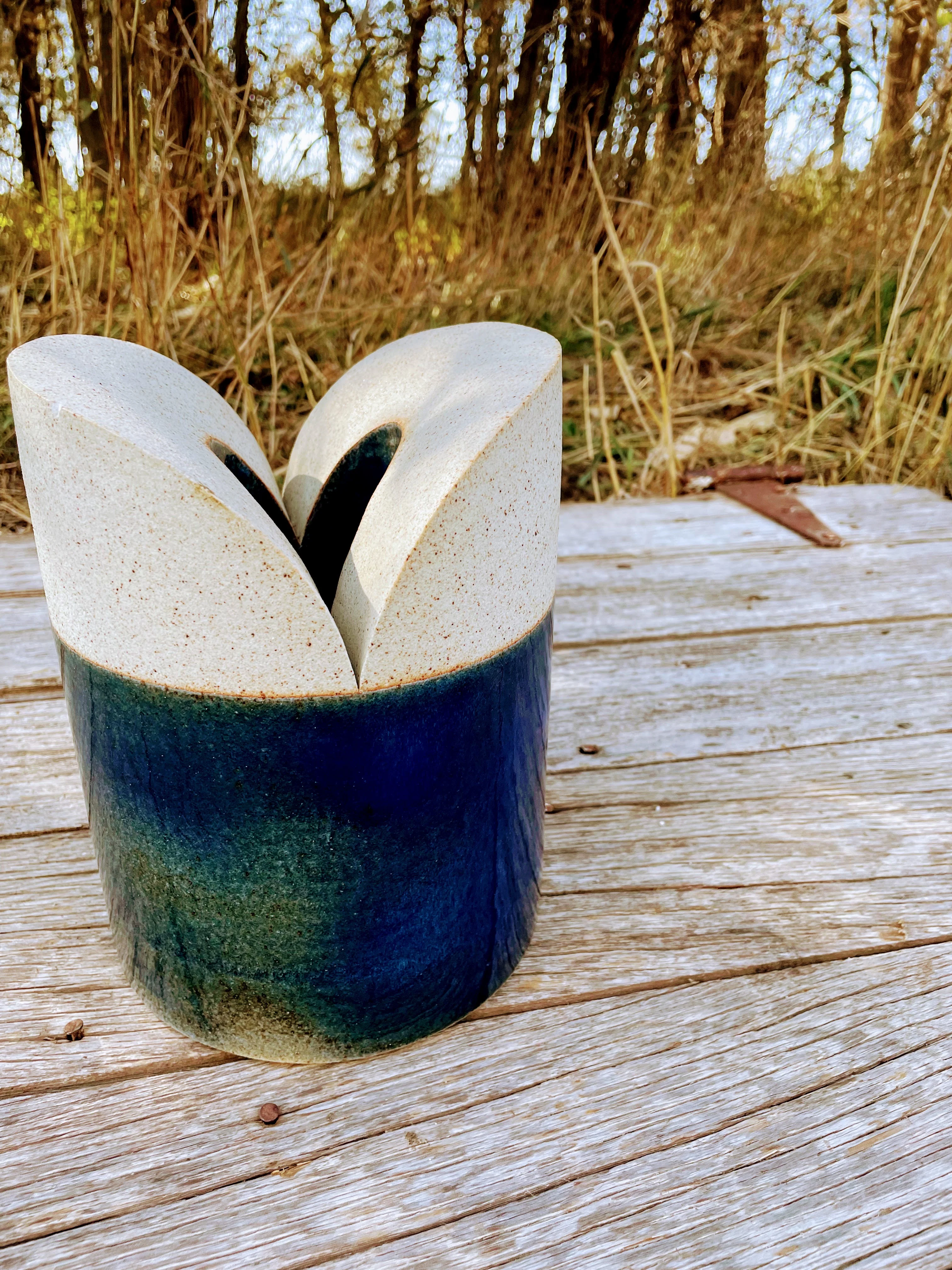 60s Mcm Stoneware Pottery Vase/planter Heart Shape By Bing & Grondahl - Image 6