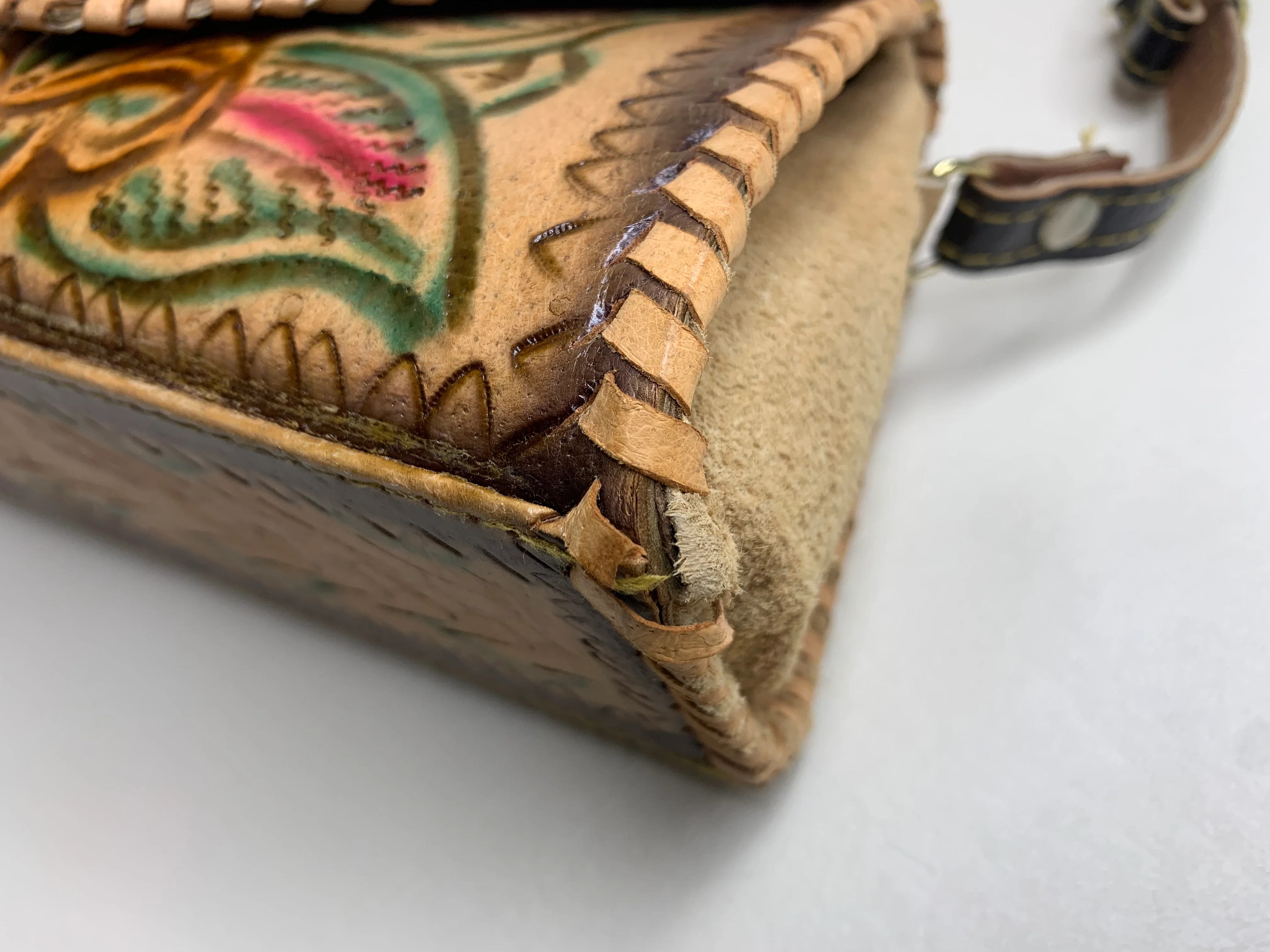 60s Color Tooled Leather Shoulder Bag by Mexico - Image 10