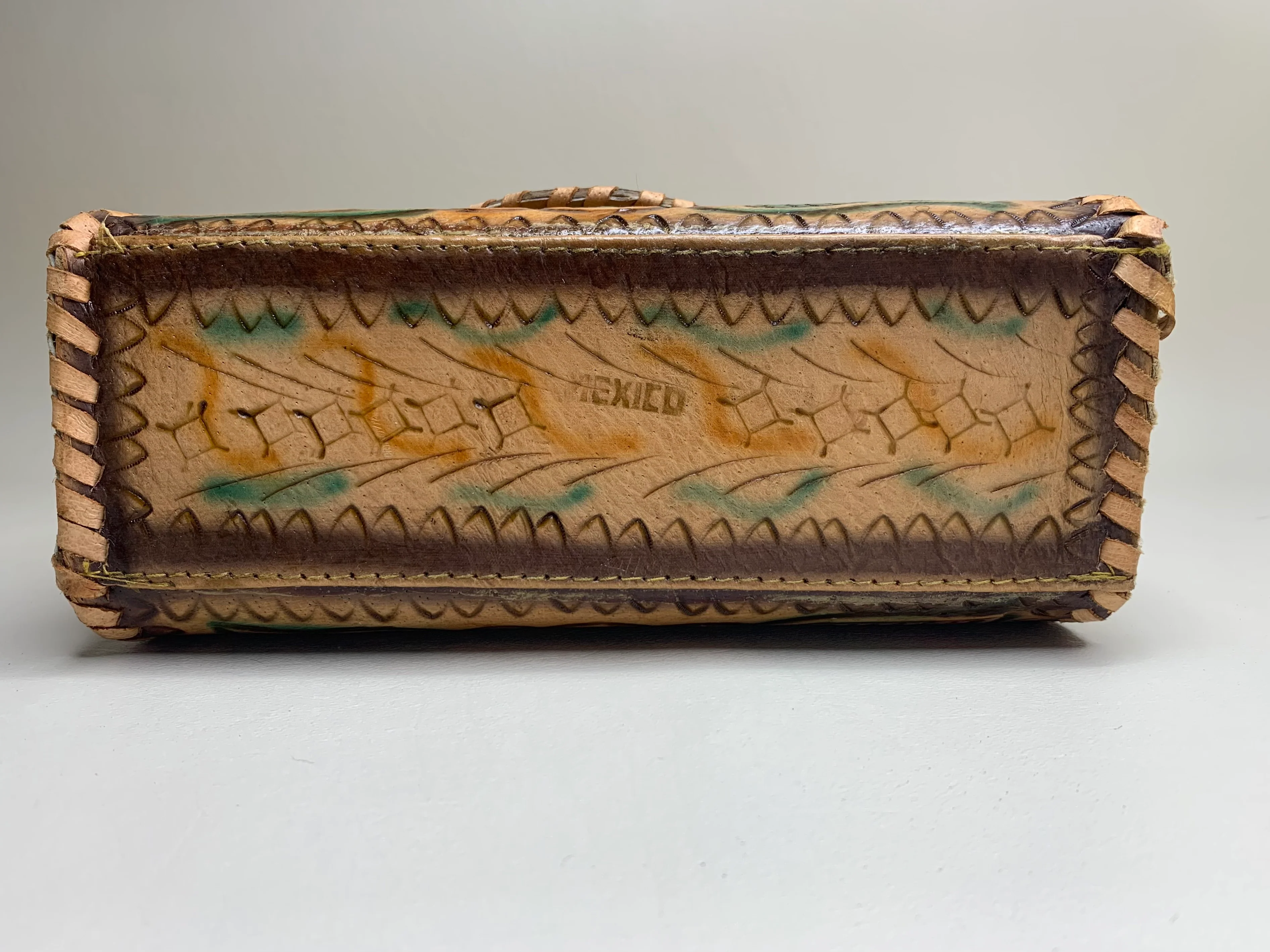 60s Color Tooled Leather Shoulder Bag by Mexico - Image 7