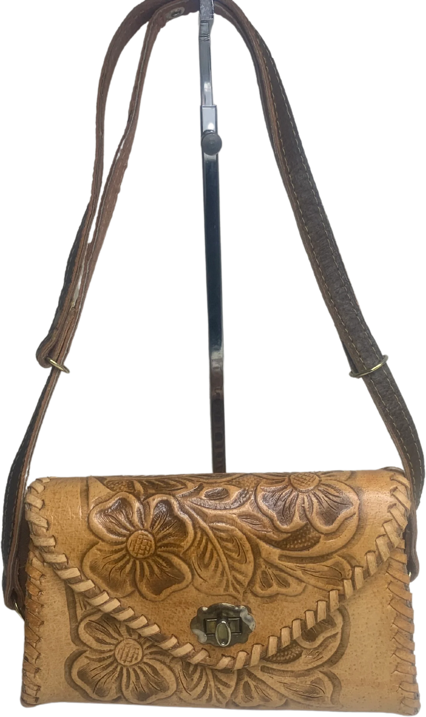 60s Mexican Made Tooled Leather Shoulder Bag