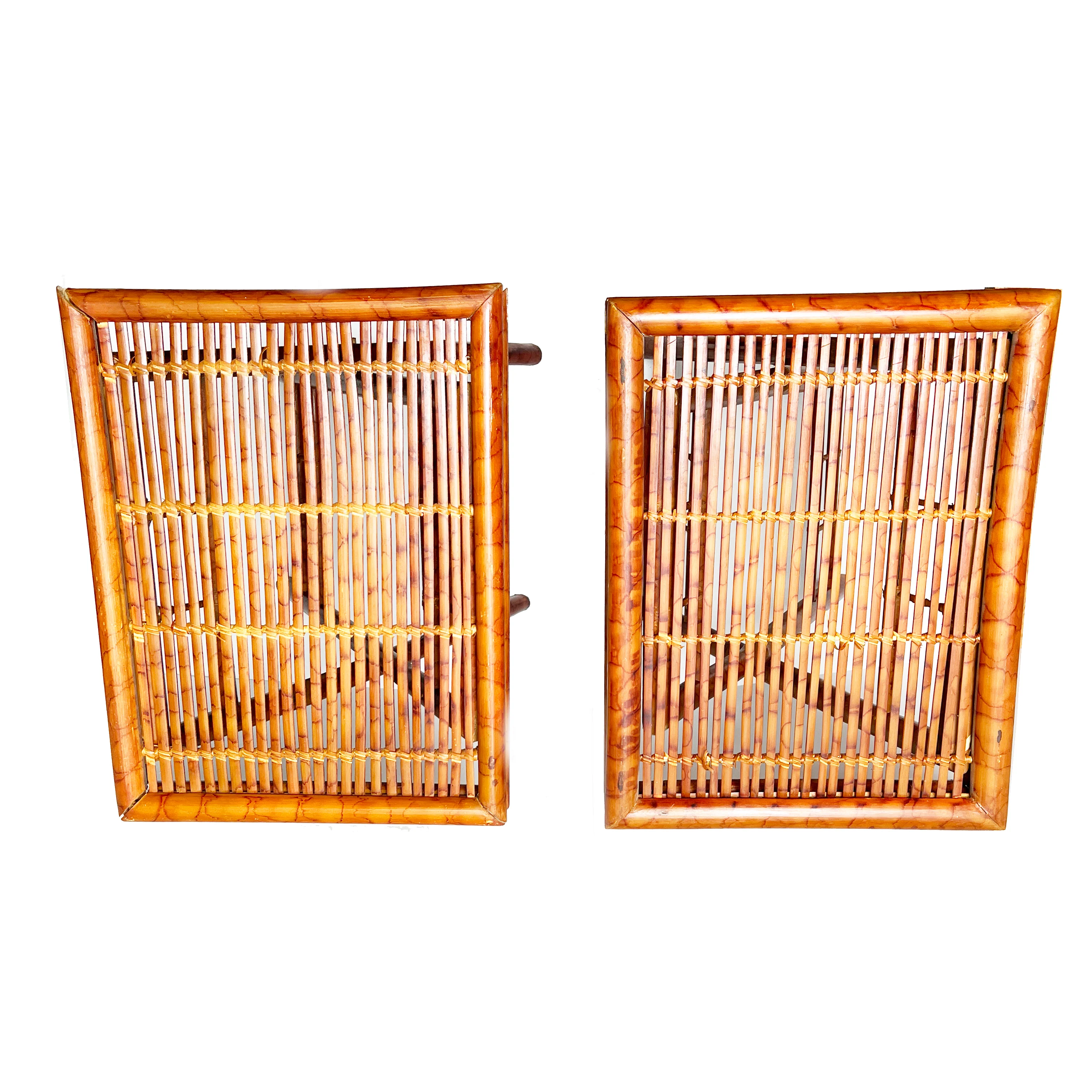 60s Mid-century Foldable Bamboo Accent Tables - A Pair - Image 4