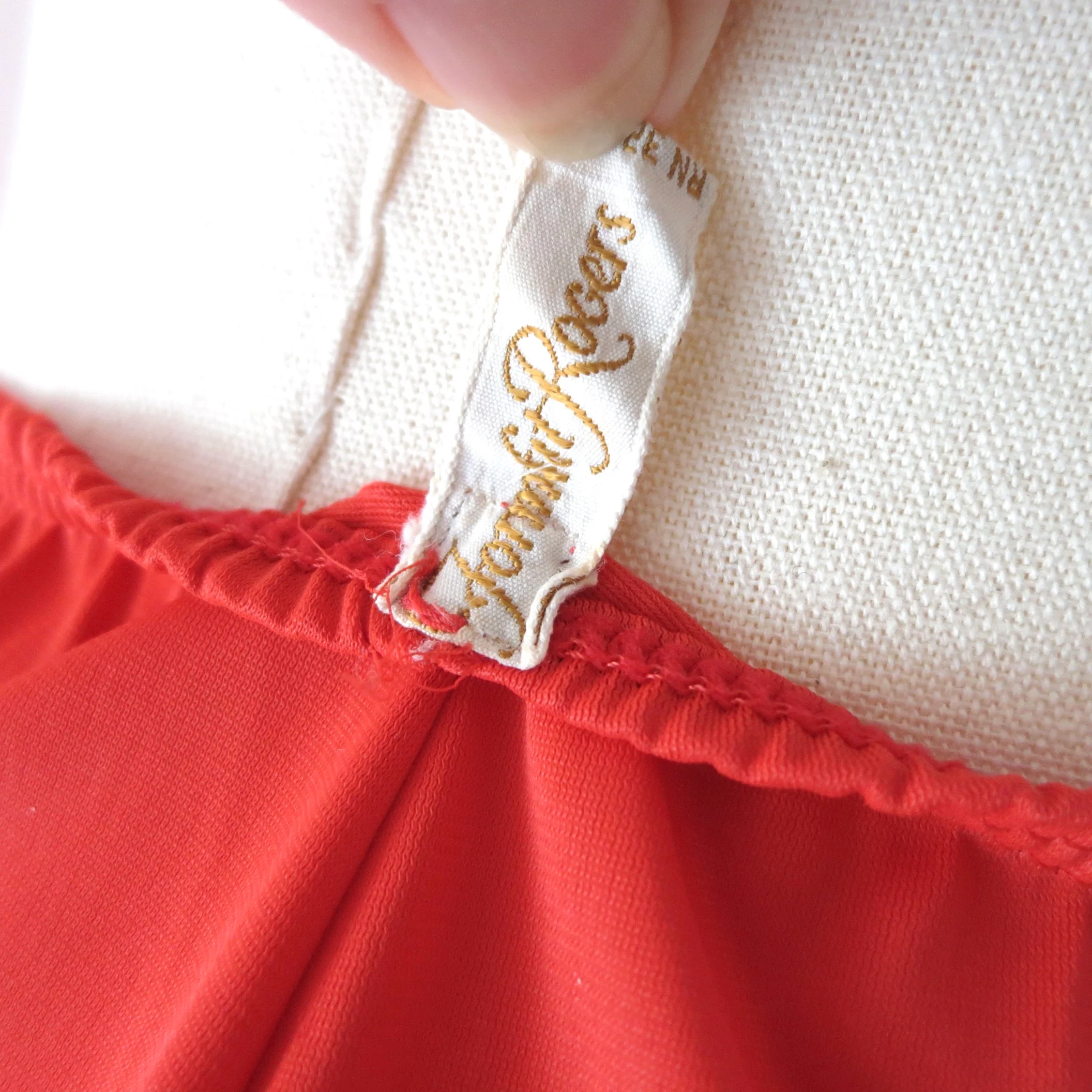 60s Mini Slip Skirt Size Xs Orangey Red By Formfit Rogers - Image 7