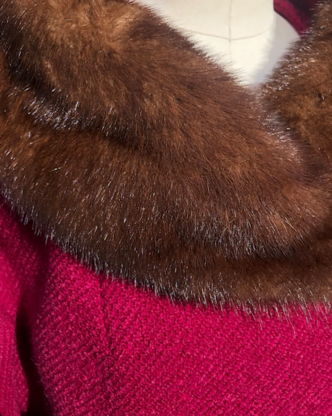60s Mink Collar Cranberry Coat by Stewart's - Image 5
