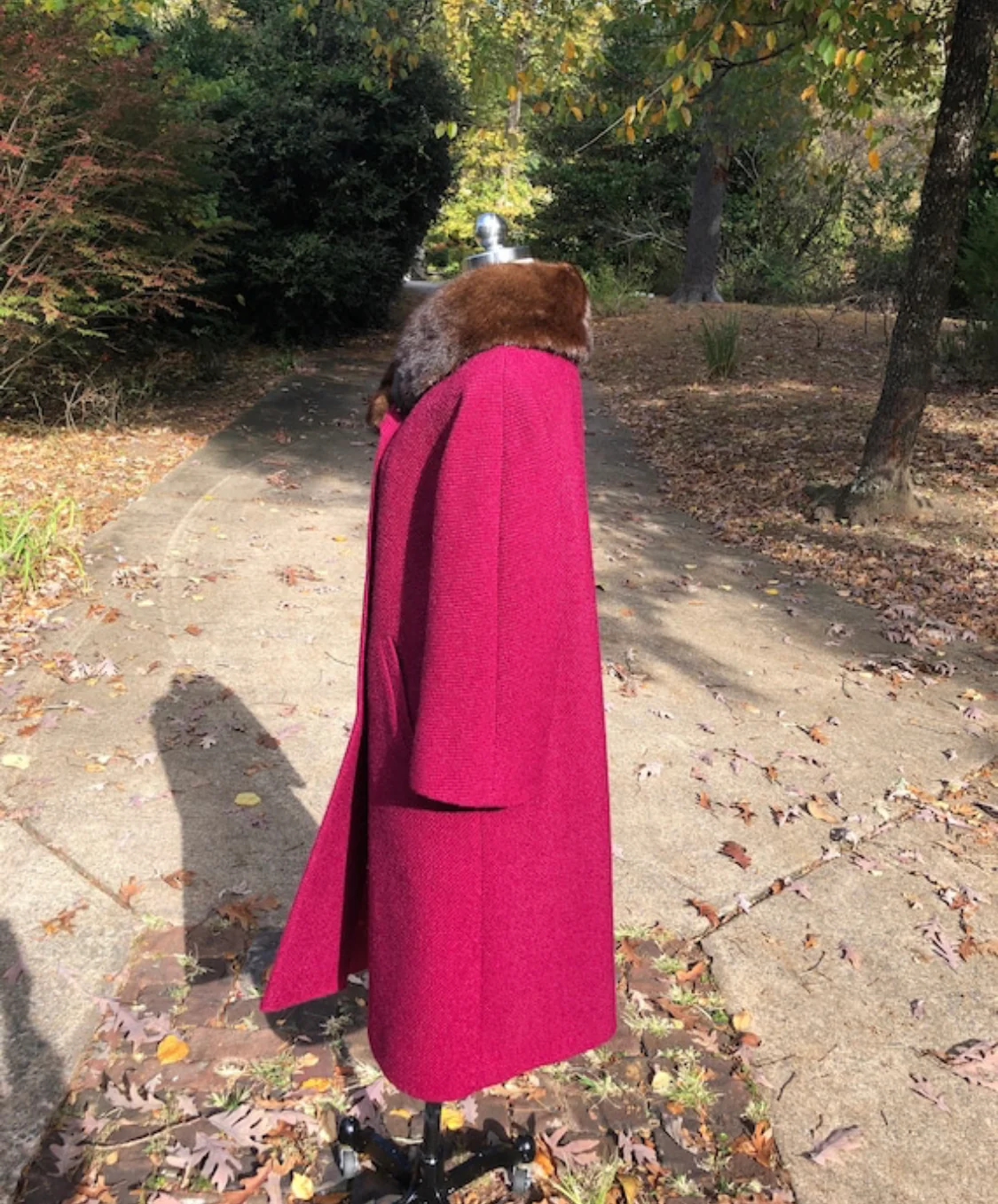60s Mink Collar Cranberry Coat by Stewart's - Image 7