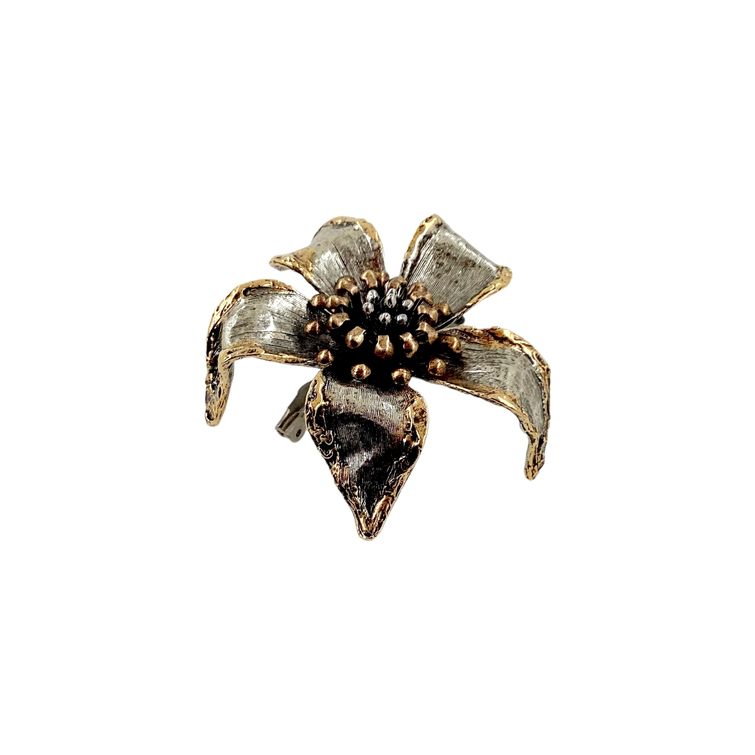 60s Mixed Metals 3d Modernist Floral Brooch Pin By Art Arthur Pepper - Image 8