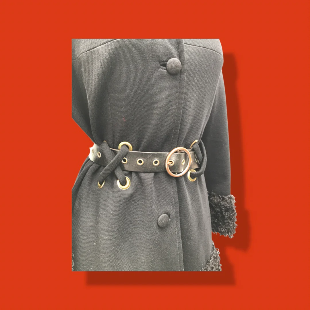 60s Mod 60s Lilli Ann Black Wool Curly Lamb Coat By Lilli Ann - Image 10