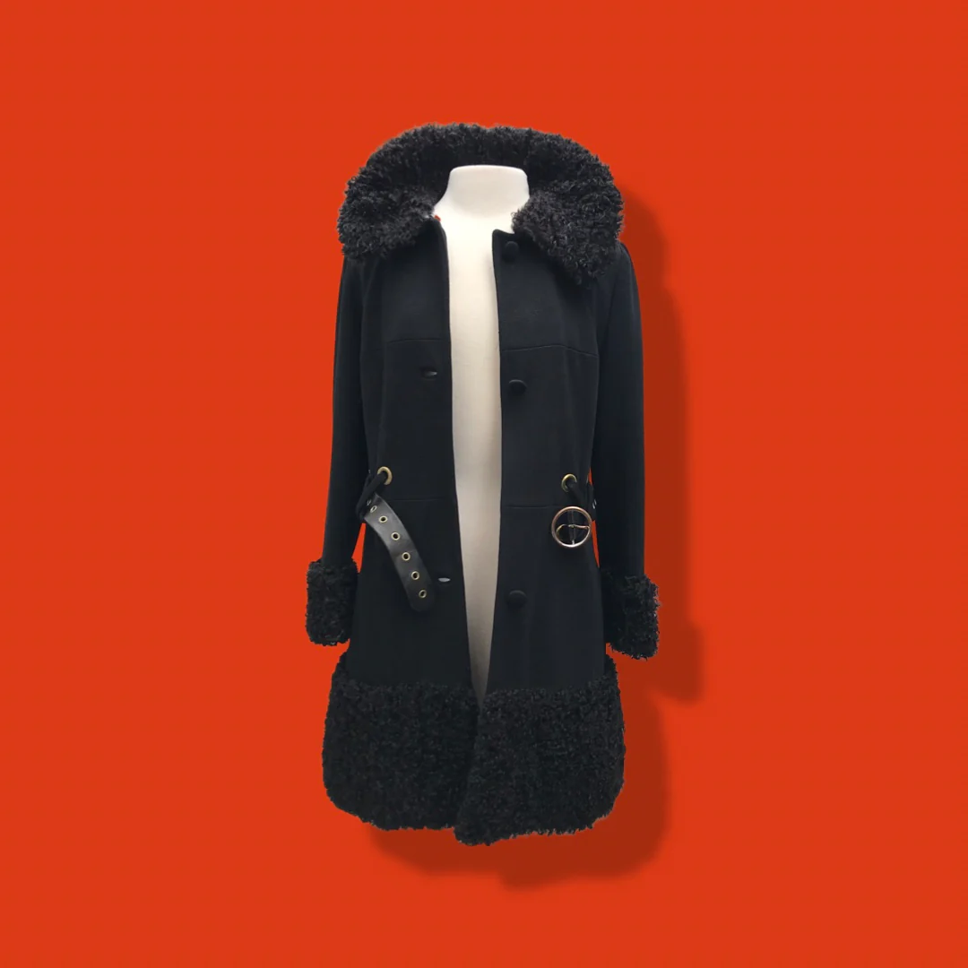 60s Mod 60s Lilli Ann Black Wool Curly Lamb Coat By Lilli Ann - Image 5
