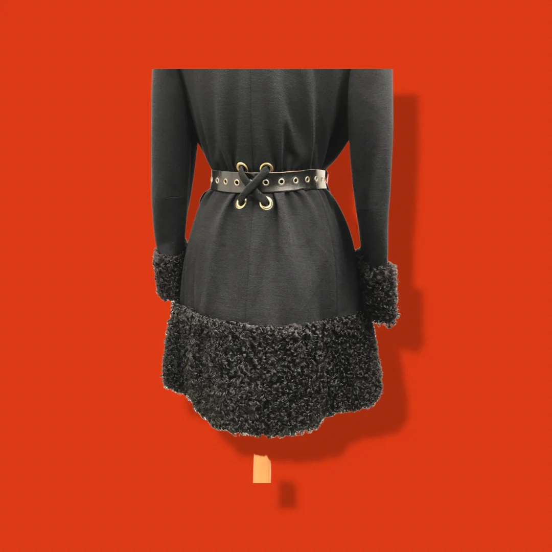 60s Mod 60s Lilli Ann Black Wool Curly Lamb Coat By Lilli Ann - Image 6