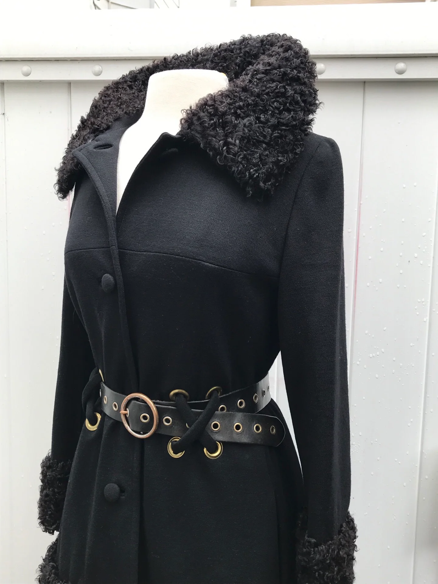 60s Mod 60s Lilli Ann Black Wool Curly Lamb Coat By Lilli Ann - Image 7