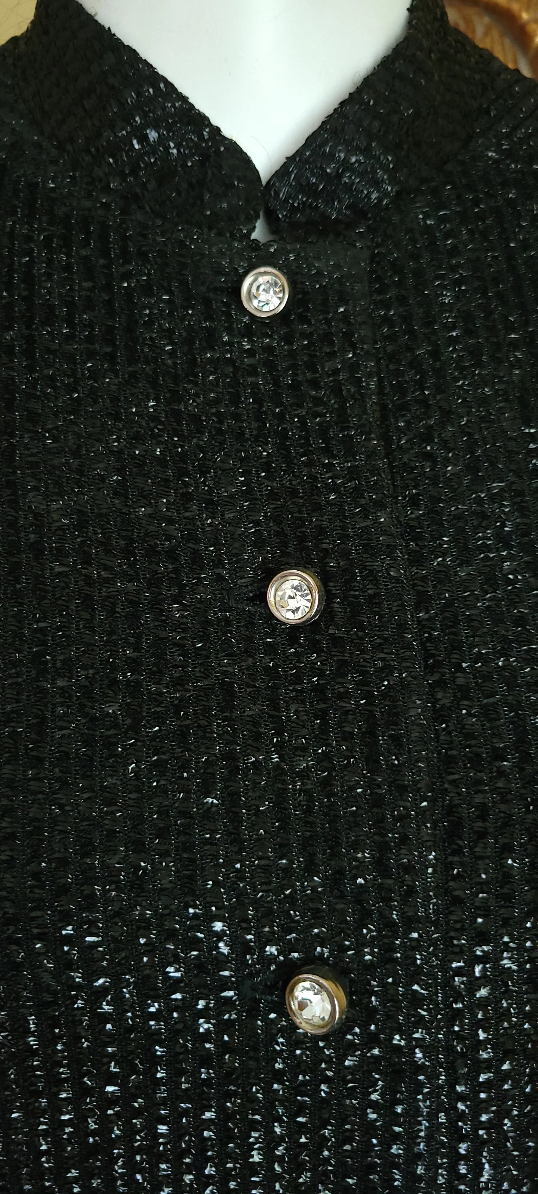 60s Mod Black Lurex Nehru Pants Suit - Image 6