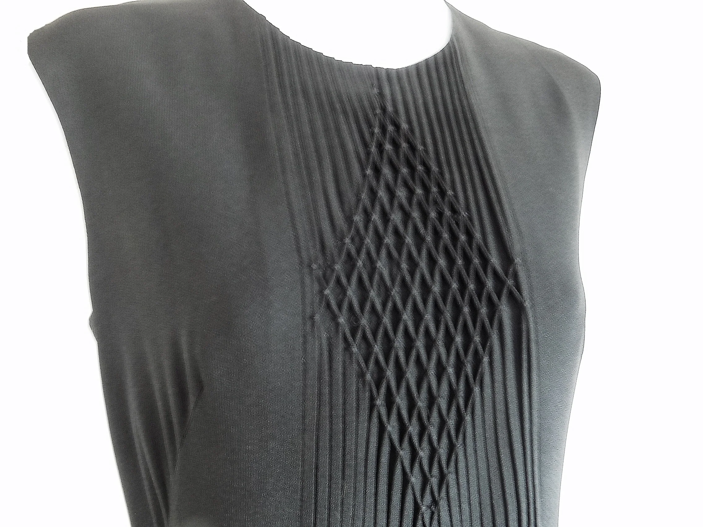 60s Mod Black Shift Dress with Fancy Pleating by Adrian Tabin Could Be Wool Crepe Dinner Office Simple Yet Fancy No Flaws by Adrian Tabin - Image 3