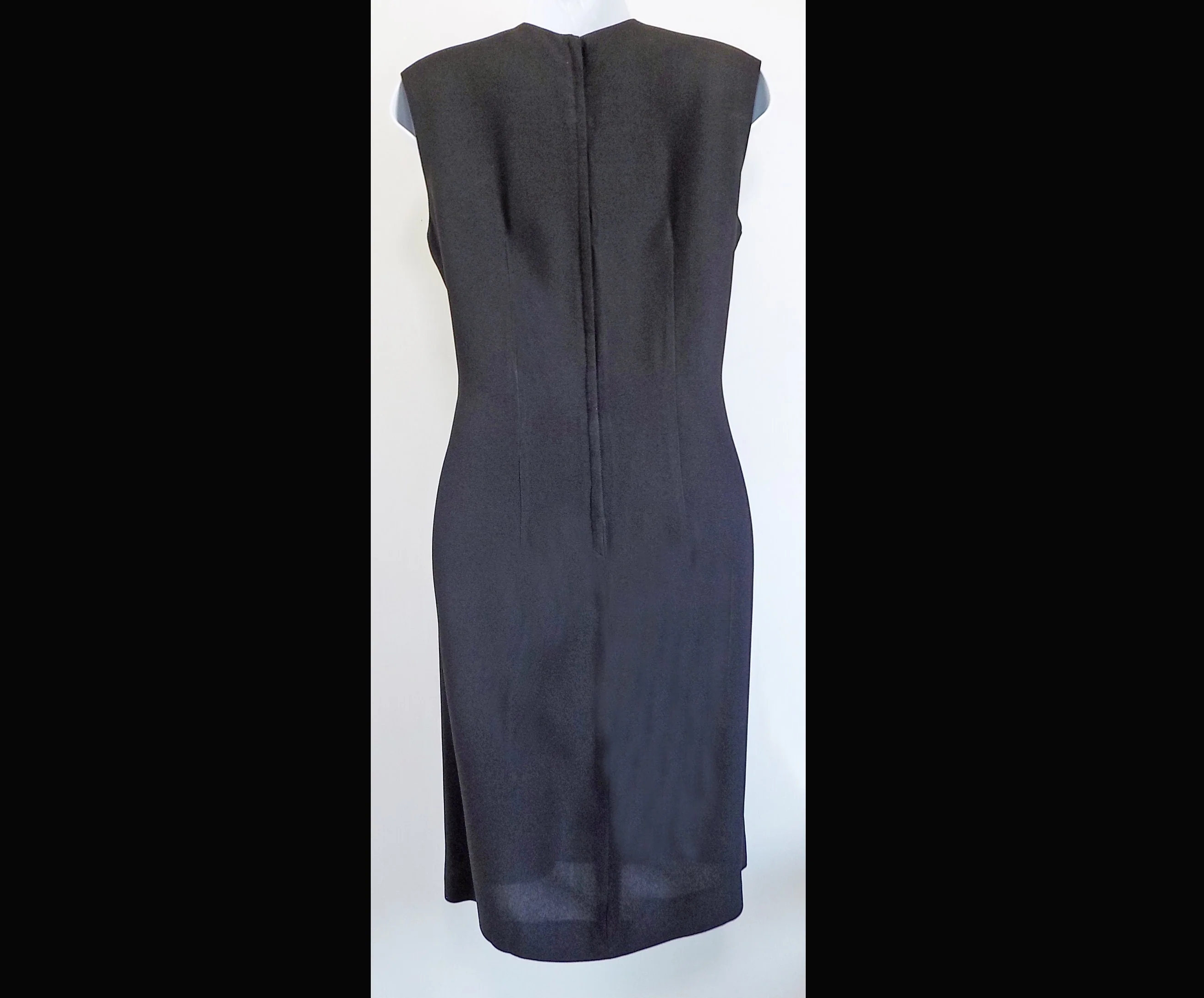 60s Mod Black Shift Dress with Fancy Pleating by Adrian Tabin Could Be Wool Crepe Dinner Office Simple Yet Fancy No Flaws by Adrian Tabin - Image 4