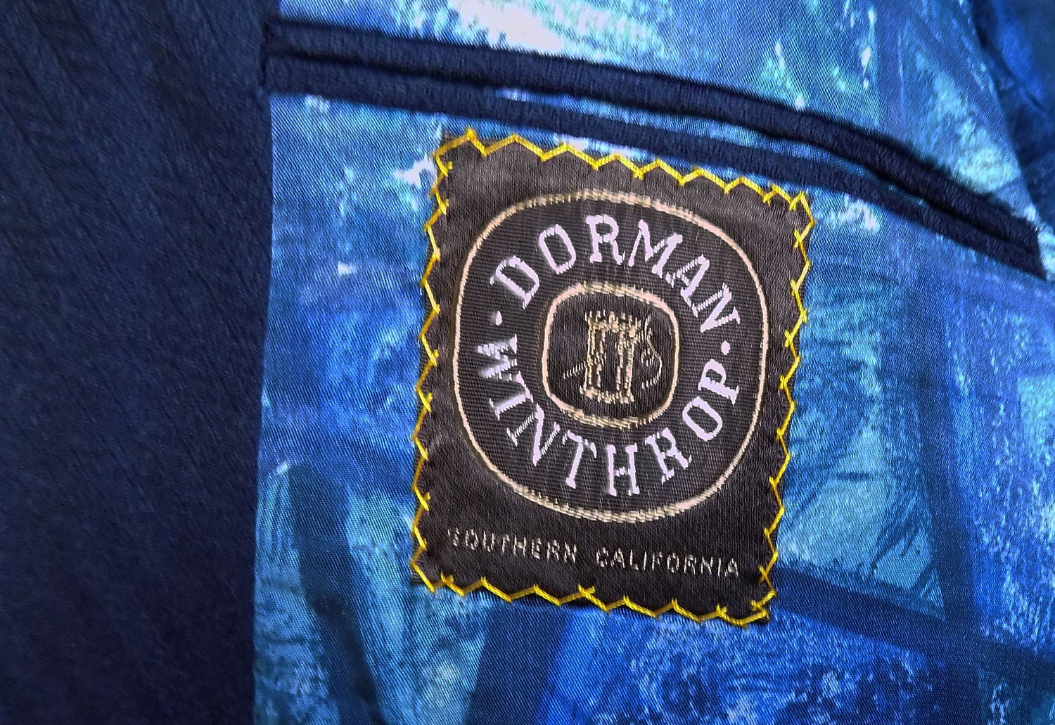 60s Mod Double Brested Navy Blue Blazer Sports Coat Made In California 42 Dorman Winthrop Roxbury - Image 4