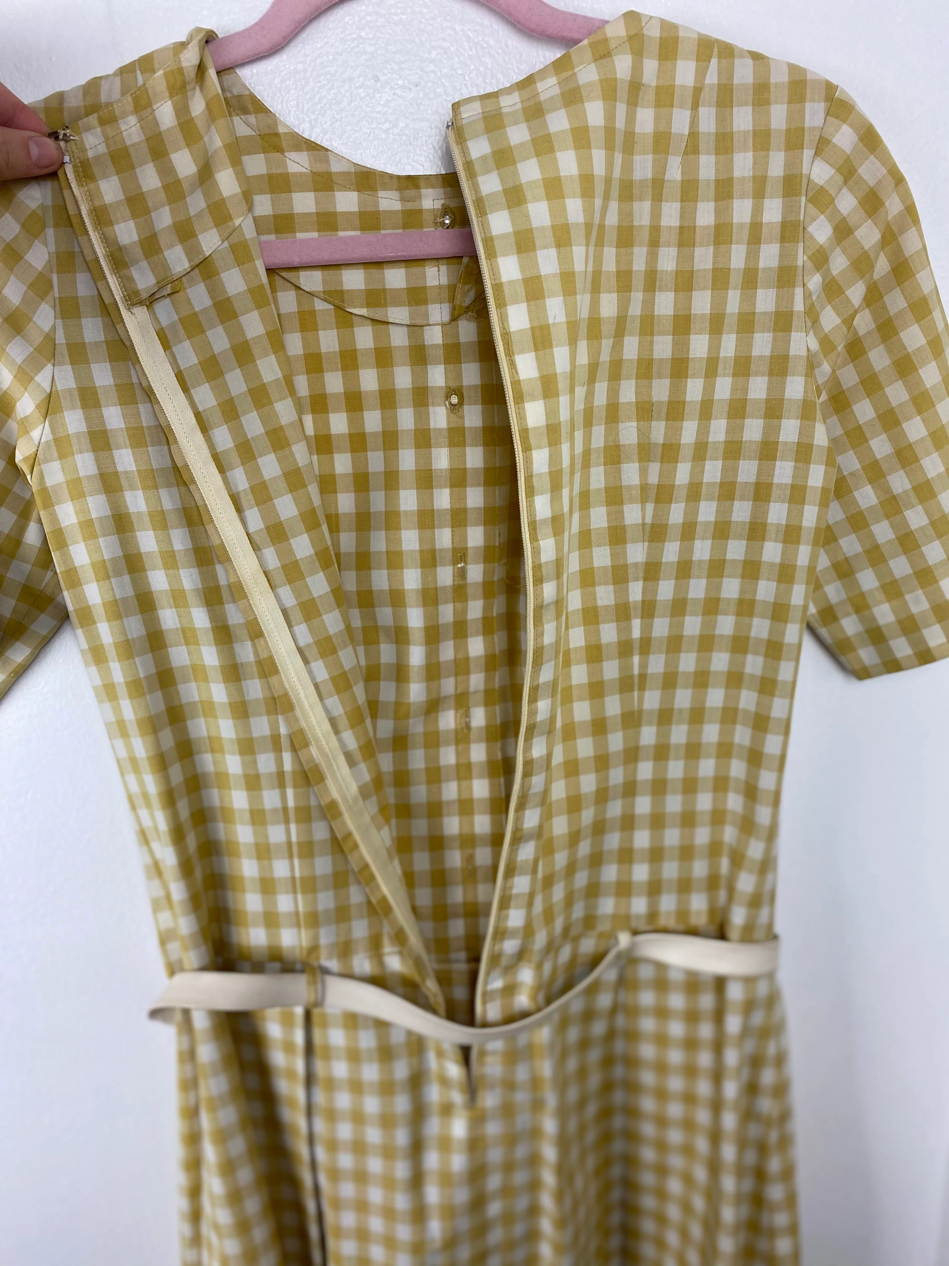 60s Mod Drop Waist Gingham Mini Dress By Howard Wolf - Image 5