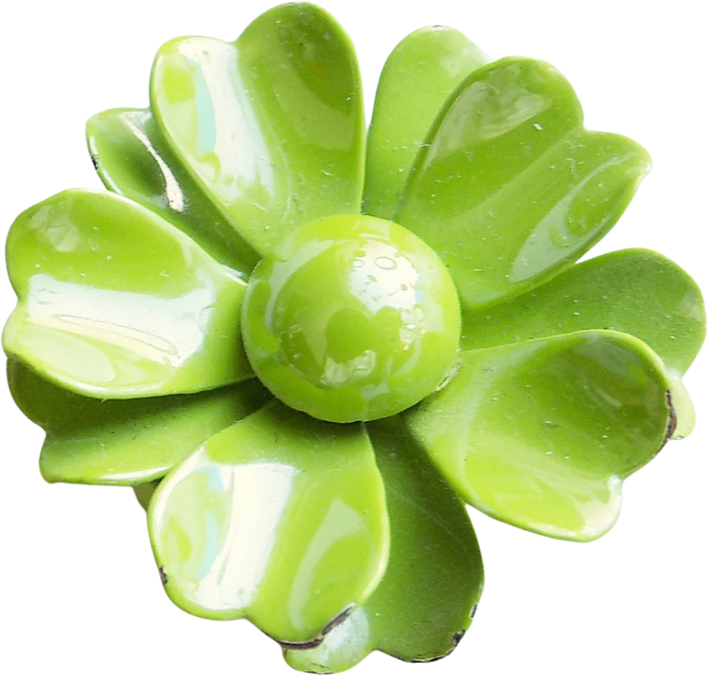 60s Mod Enamel Flower Clip On Earrings In Lime Green