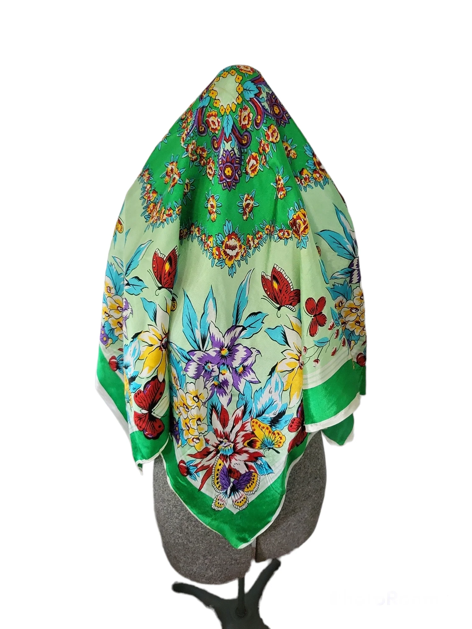 60s Mod Floral And Butterfly Large Scarf - Image 3