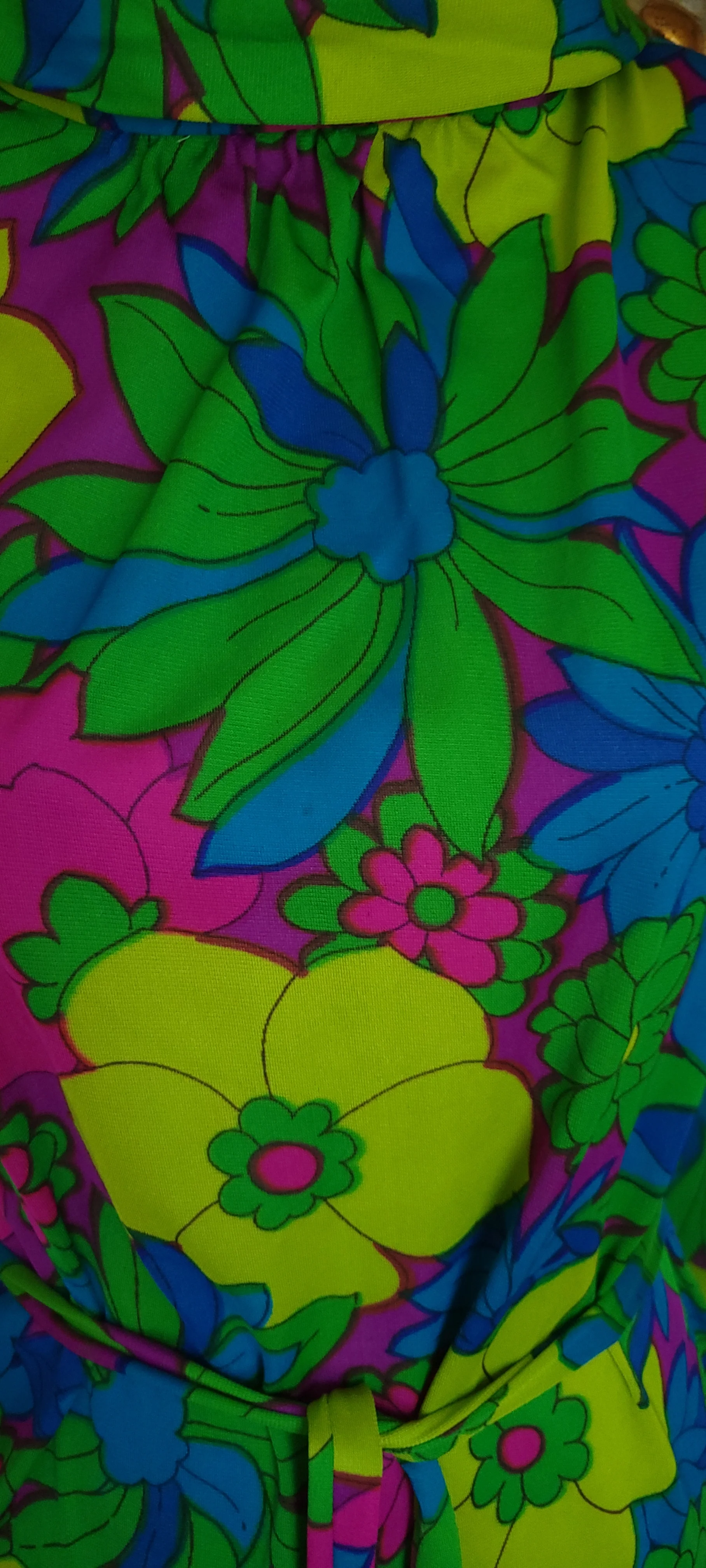 60s Mod Flower Power Nylon Mini Dress By Made In Japan - Image 6