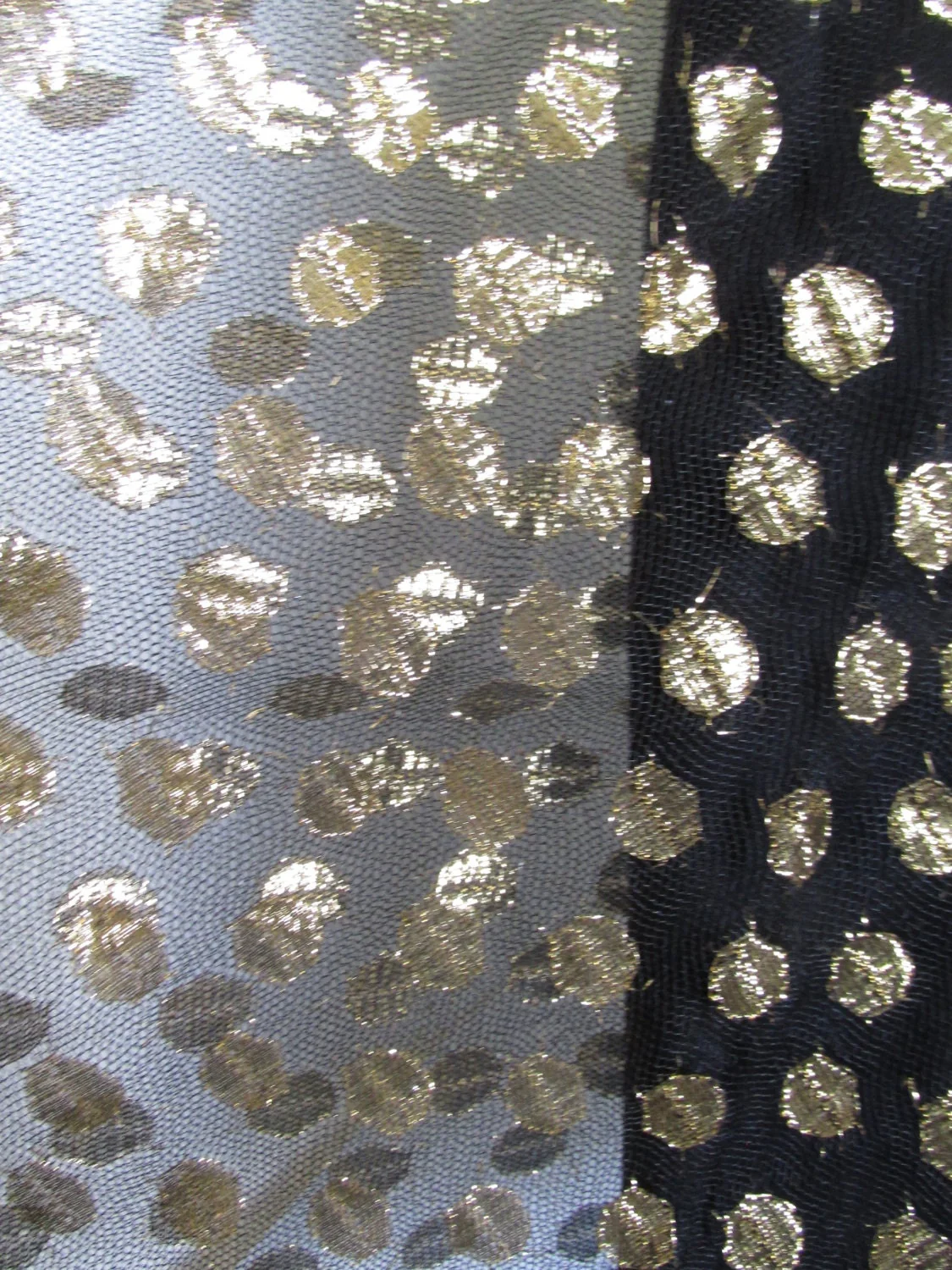 60s Mod Go Go Black Dress with Gold Polka Dot Overlay Made In California - Image 2